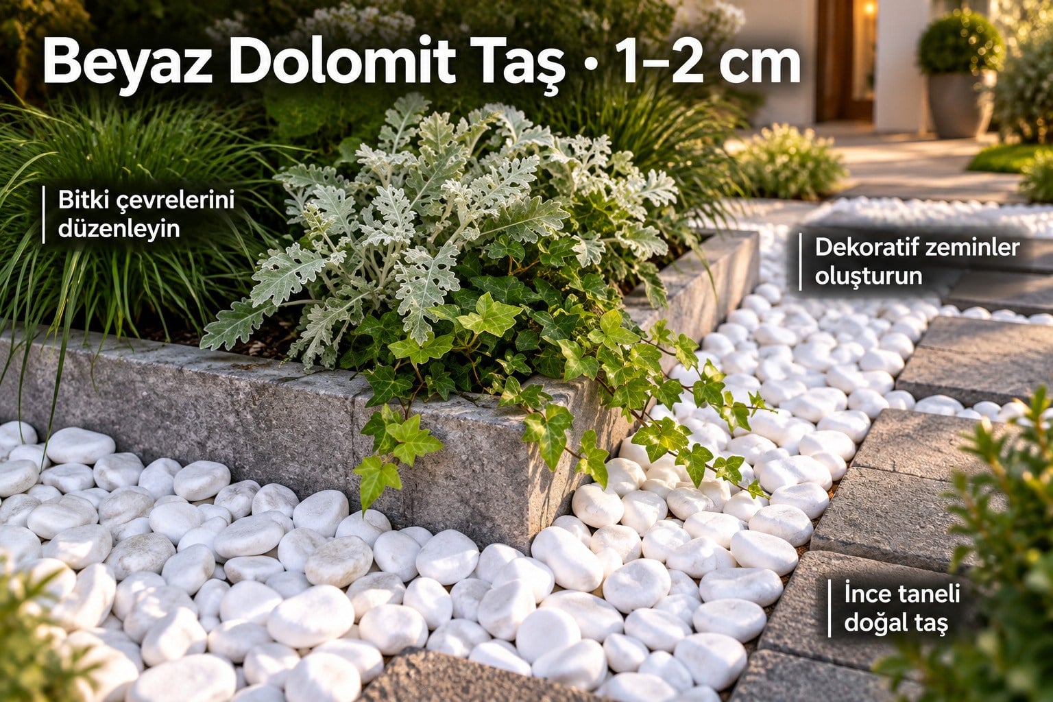20 kg Beyaz Dolomit Taş 1-2 cm