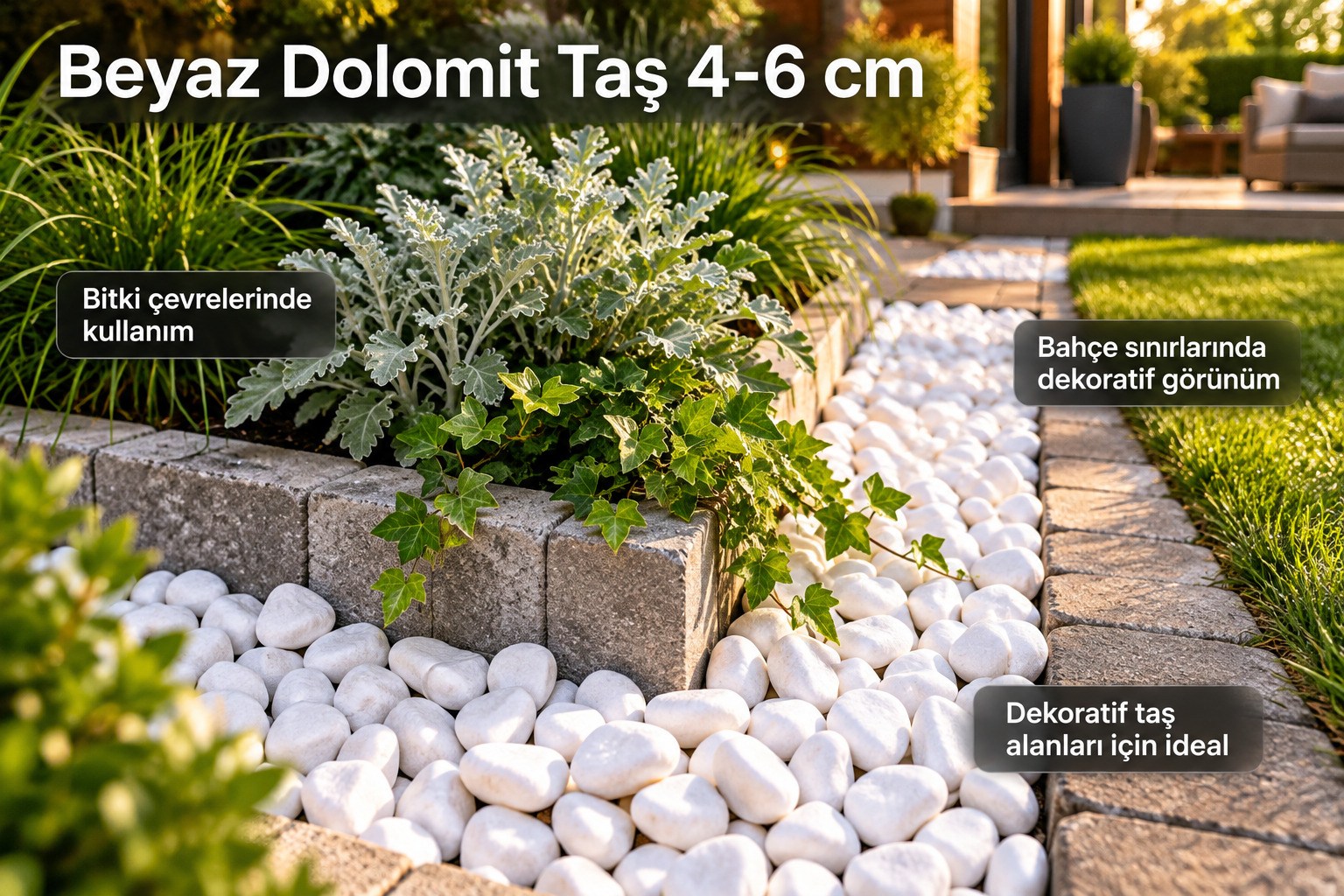 20 kg Beyaz Dolomit Taş 4-6 cm