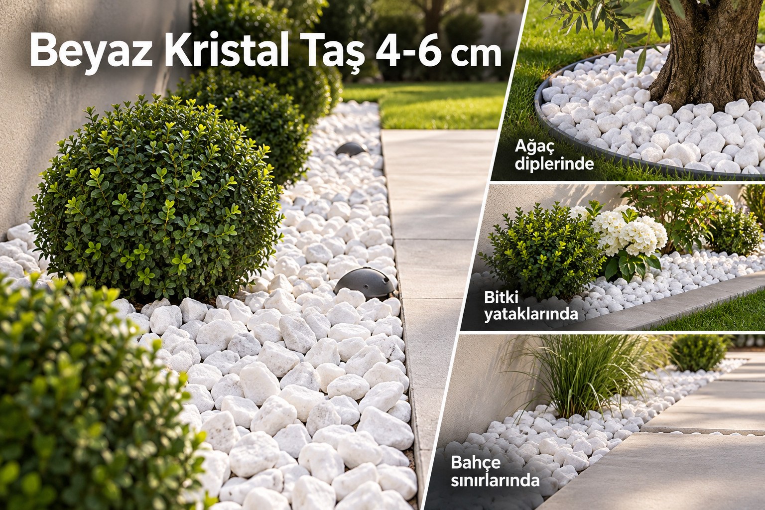 20 kg Beyaz Kristal Taş 4-6 cm
