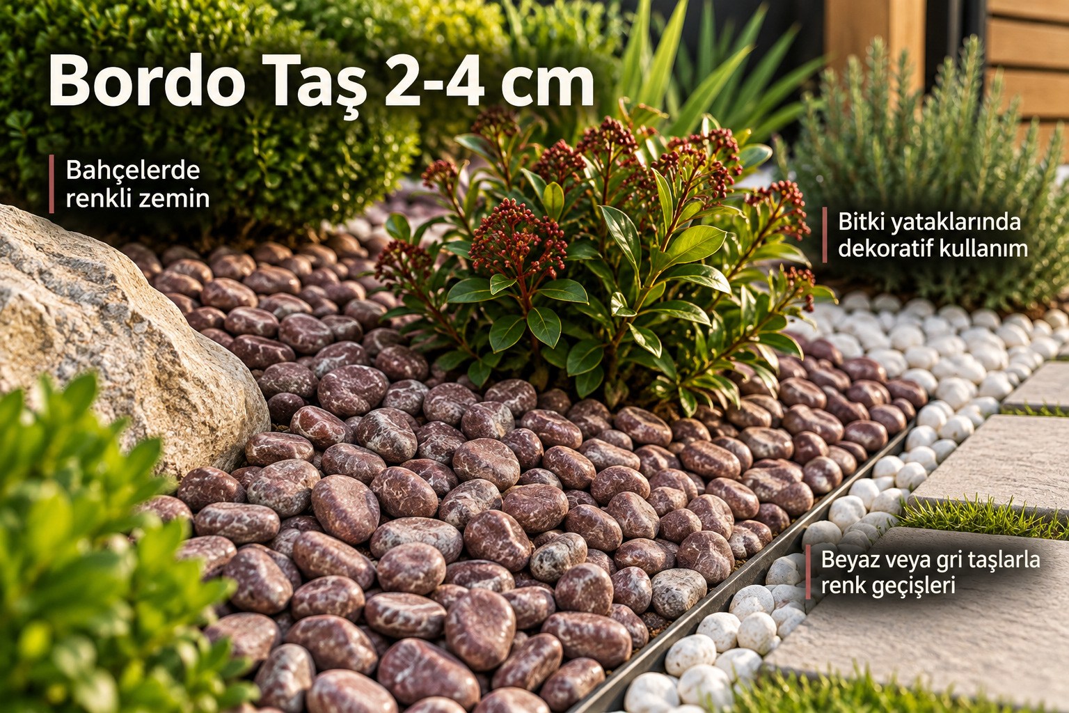 20 kg Bordo Taş 2-4 cm