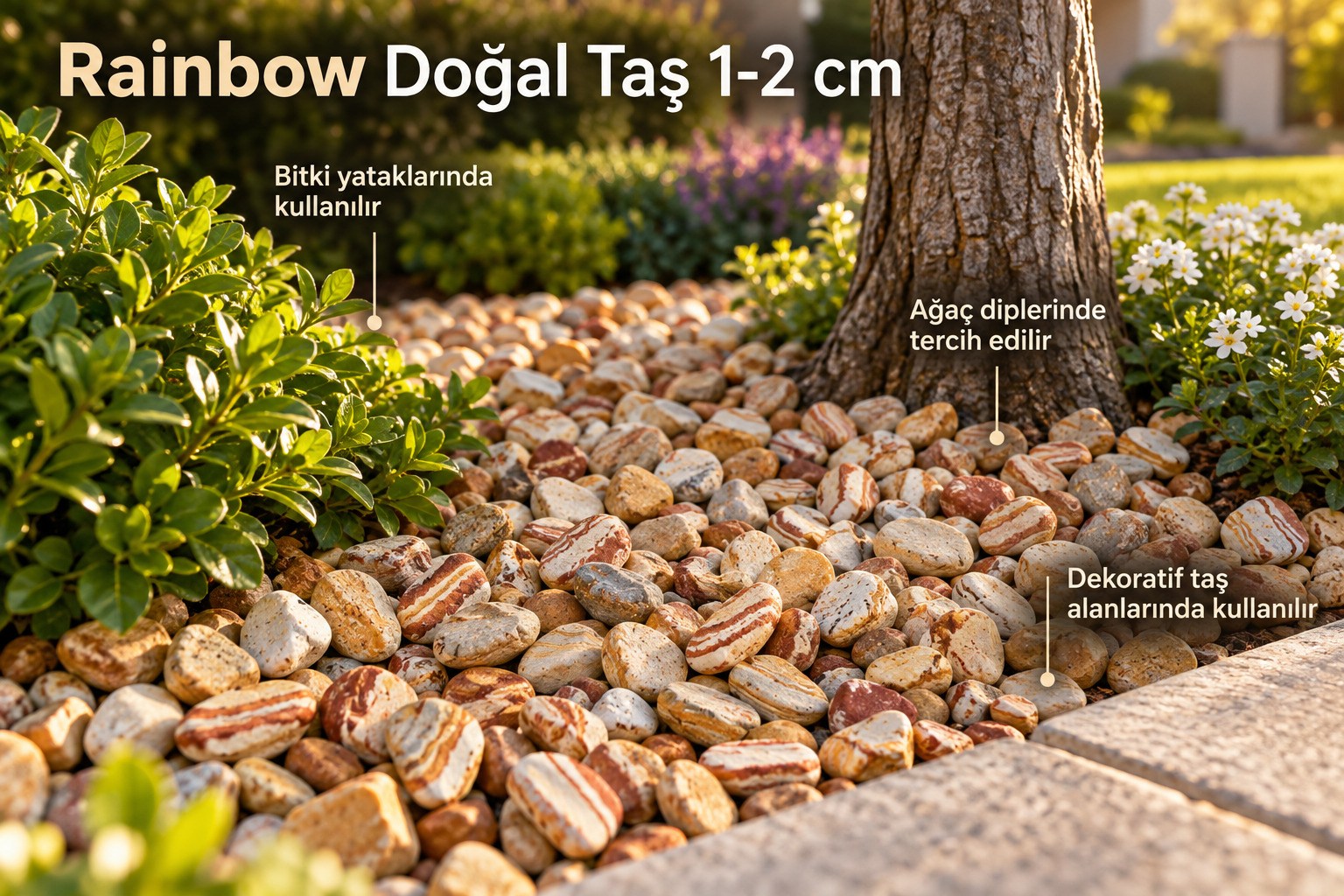 20 kg Rainbow Doğal Taş 1-2 cm