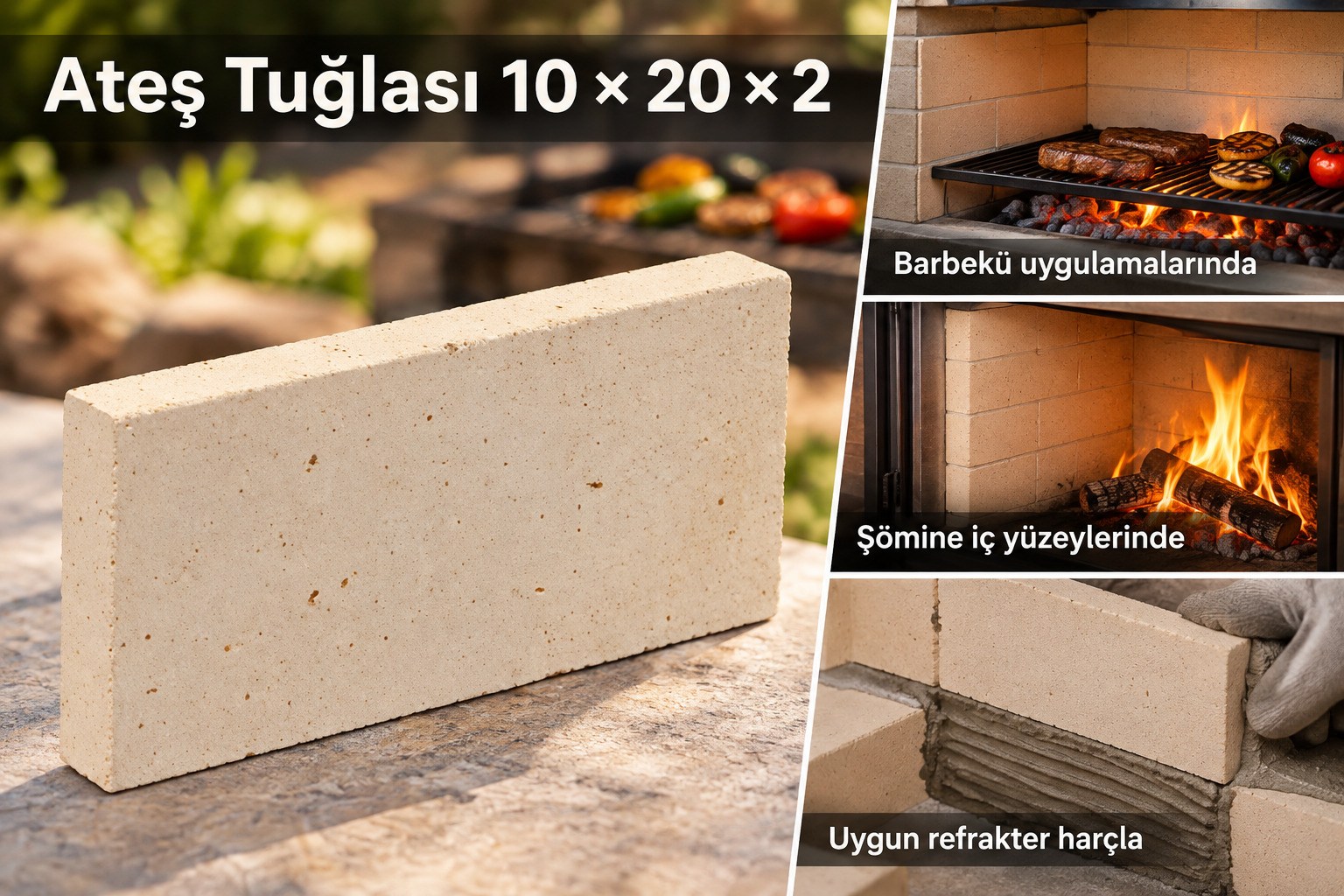Ateş Tuğlası 10*20*2