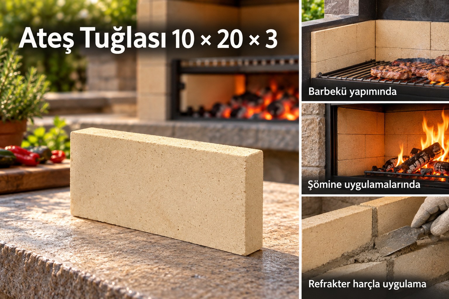 Ateş Tuğlası 10*20*3 