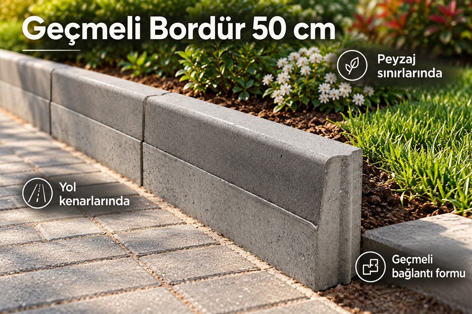 Geçmeli Bordür 50cm