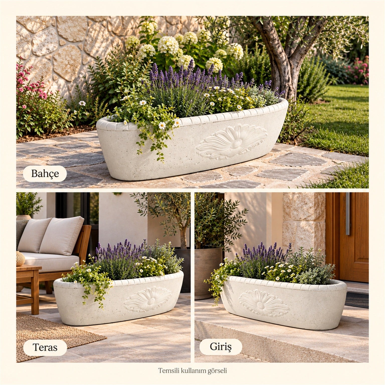Kayık Desenli Saksı