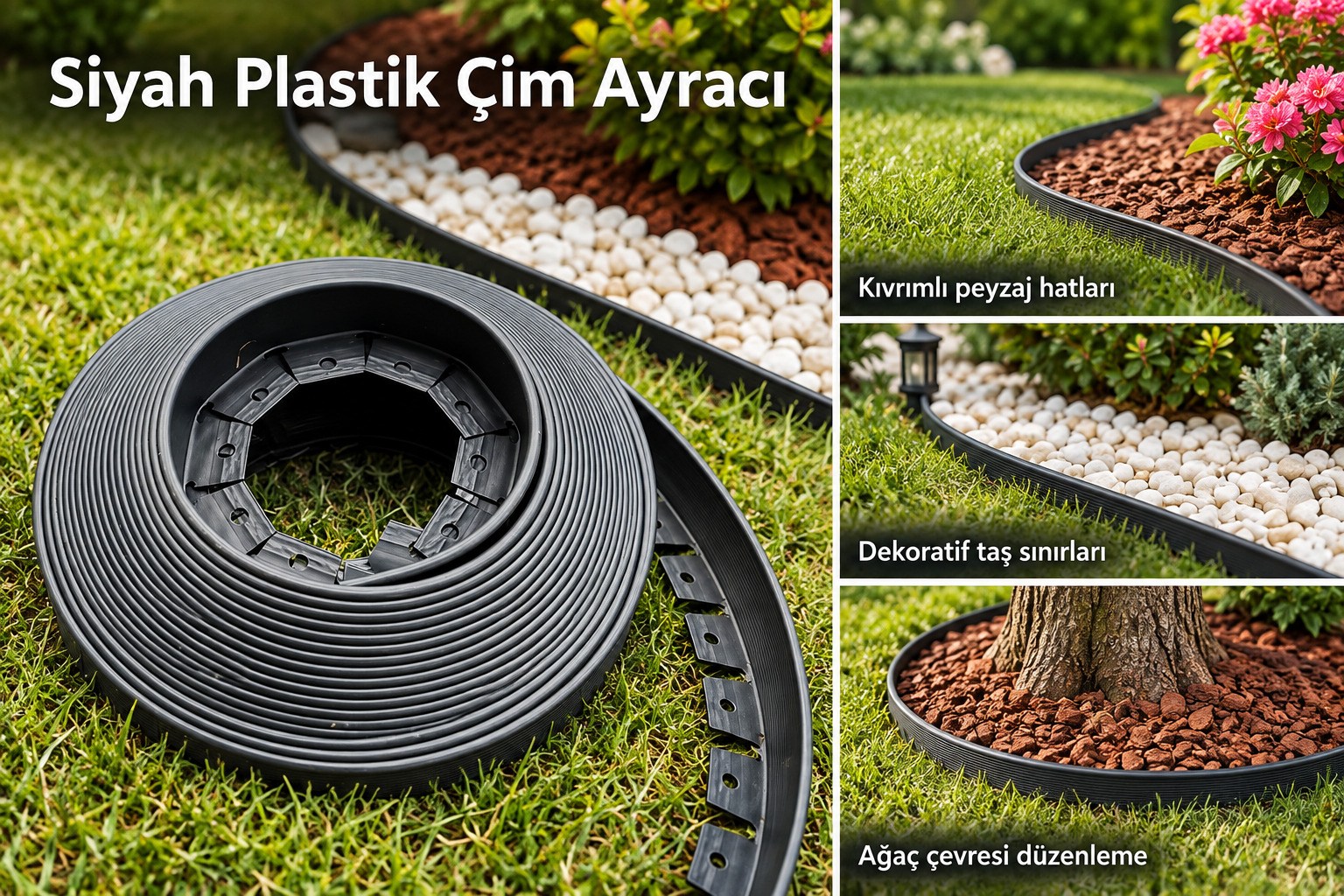 Siyah Plastik Çim Ayracı 25 mt