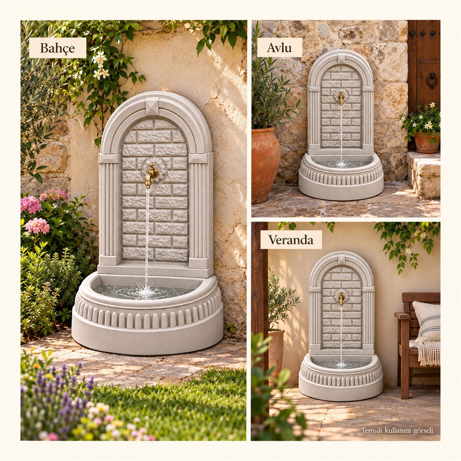Taş Desenli Beton Çeşme