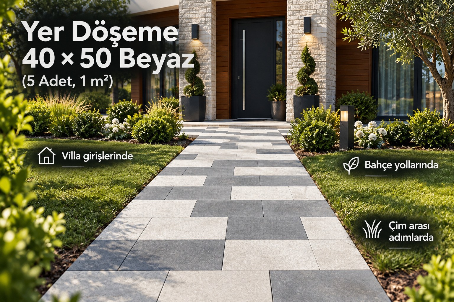 Yer Döşeme 40*50 Beyaz (5 Adet, 1 m2)
