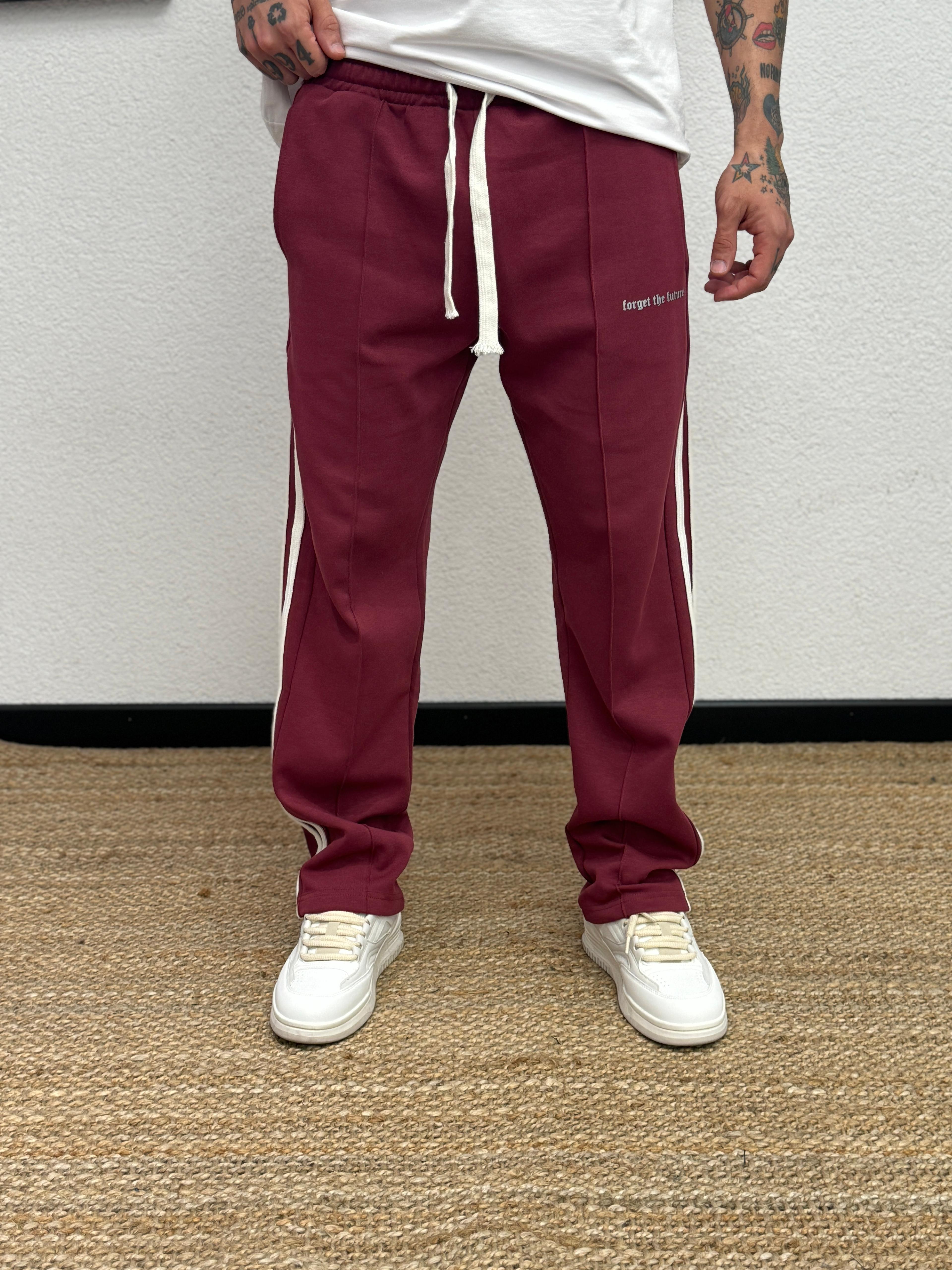  Baggy Rahat Kalıp Yan Şerit Detaylı Bordo Eşofman 