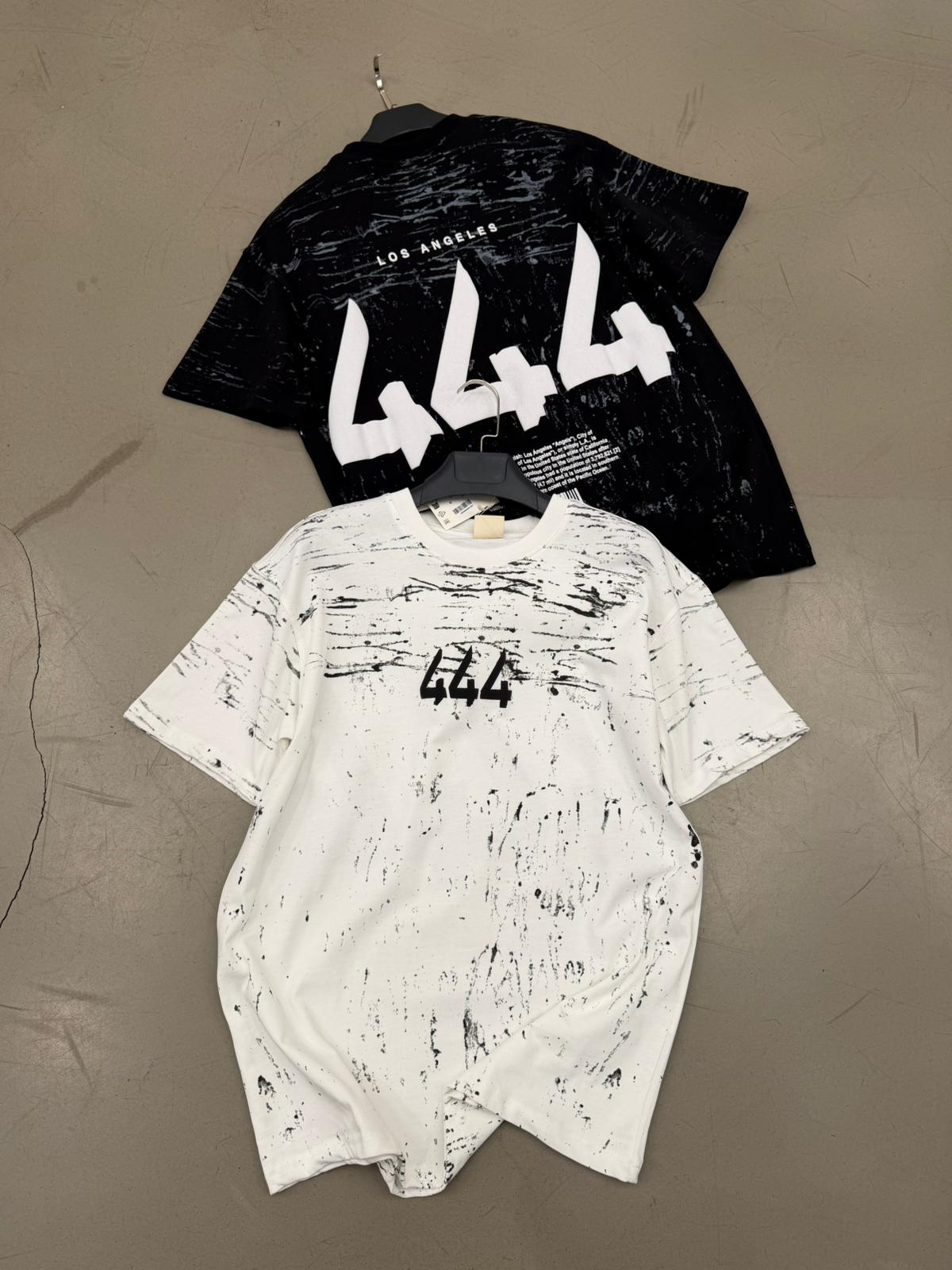 444 Baskı Detaylı Oversize Tişört Beyaz
