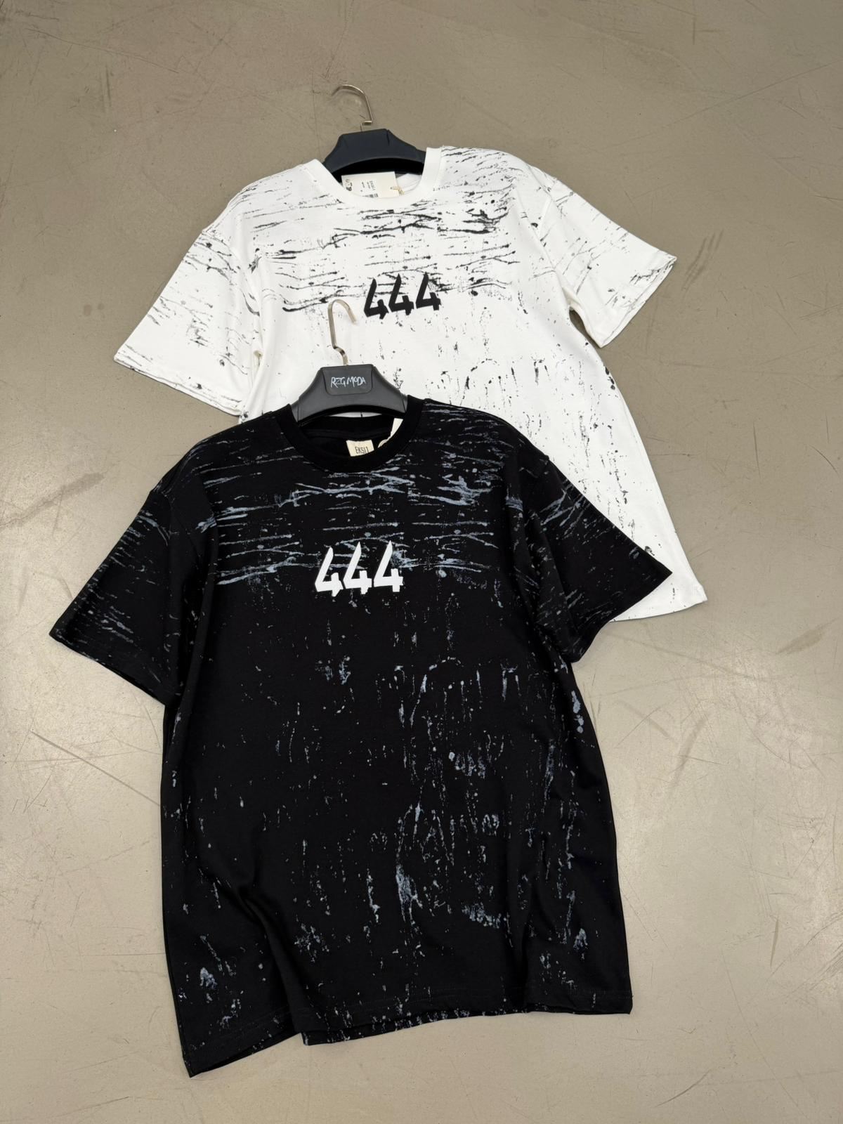 444 Baskı Detaylı Oversize Tişört Siyah