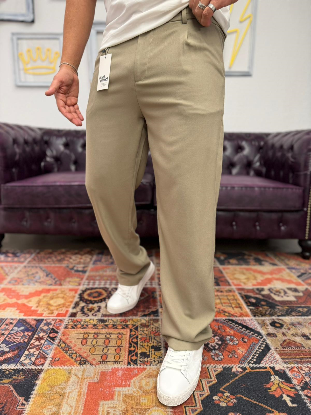Baggy Keten Pantolon Bej