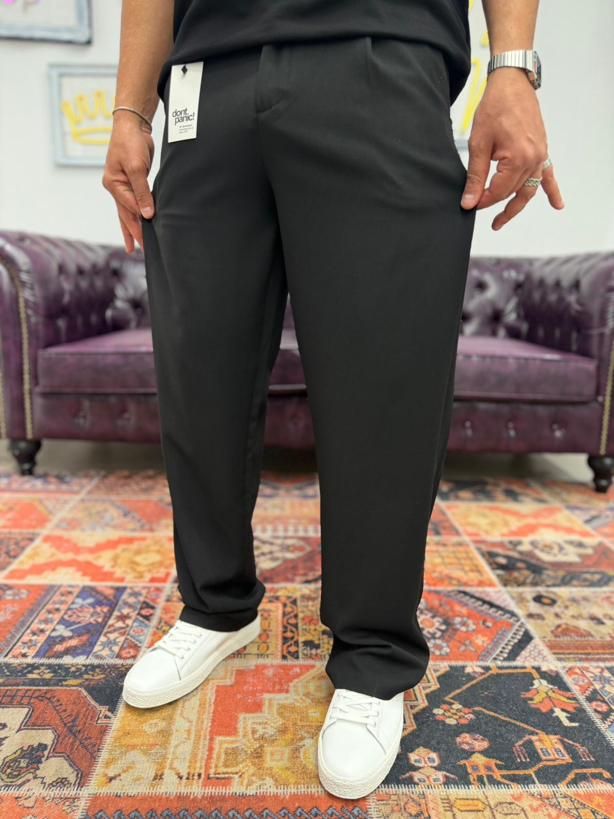 Baggy Keten Pantolon Siyah