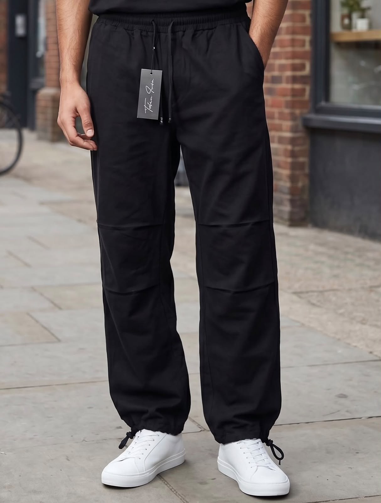 Baggy Paça Ayarlanabilir Pantolon Siyah