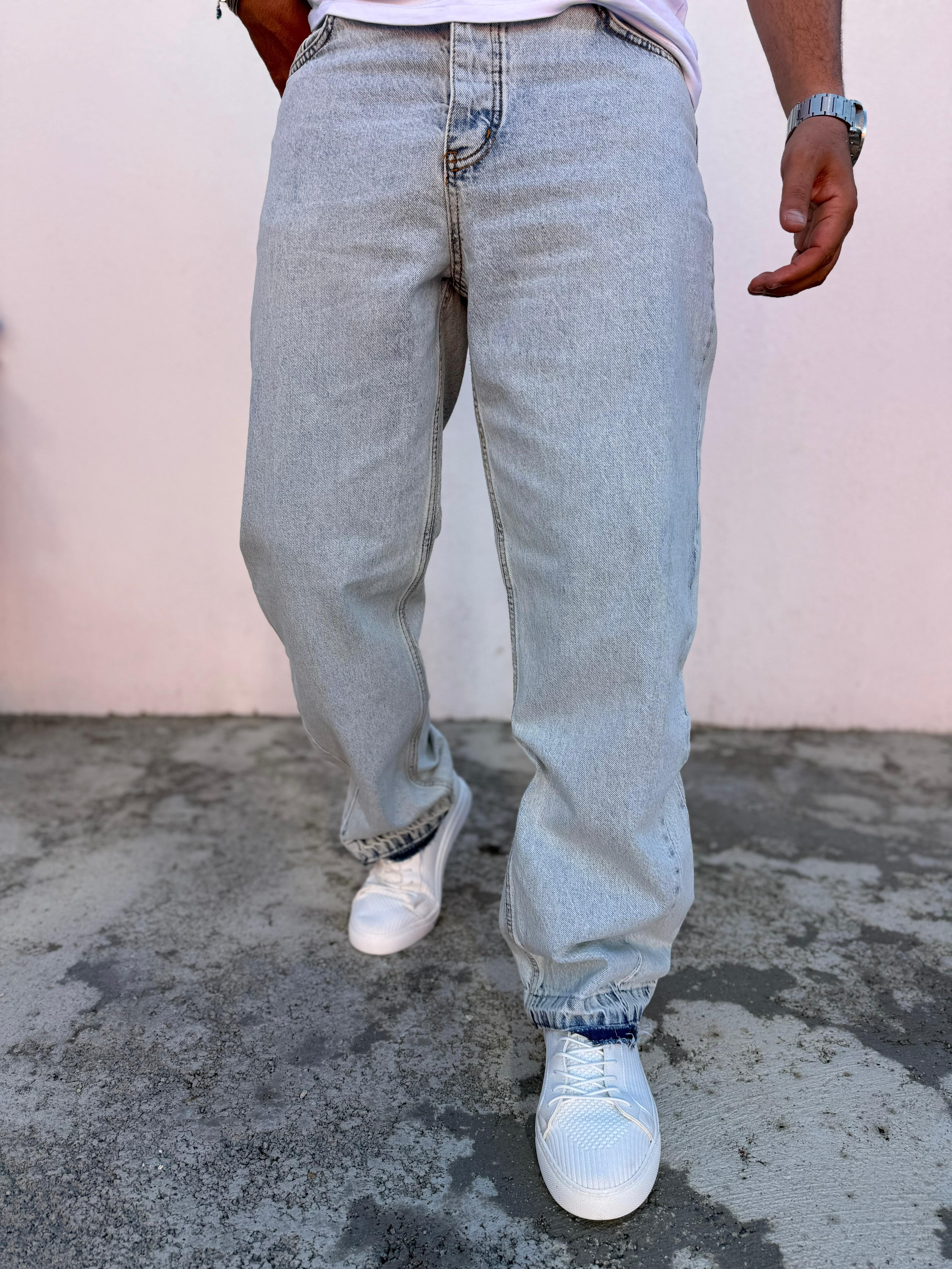 BAGGY Pantolon Paça Püsküllü Buz Mavi