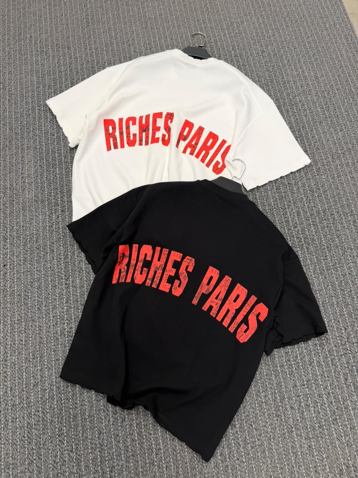 Basic Sırt Baskılı Riches Oversize Tişört Siyah