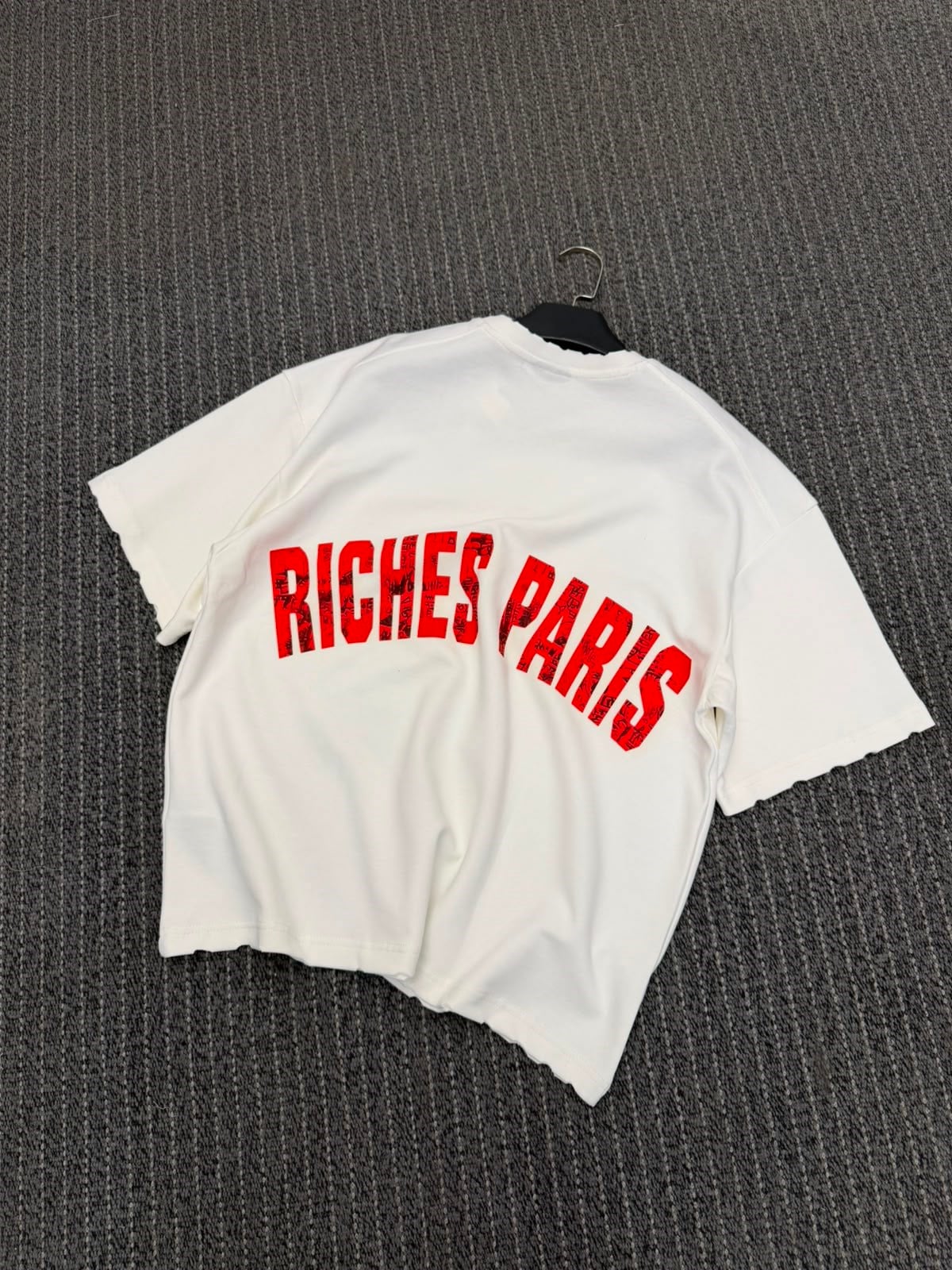 Basic Sırt Baskılı Riches Oversize Tişört Beyaz