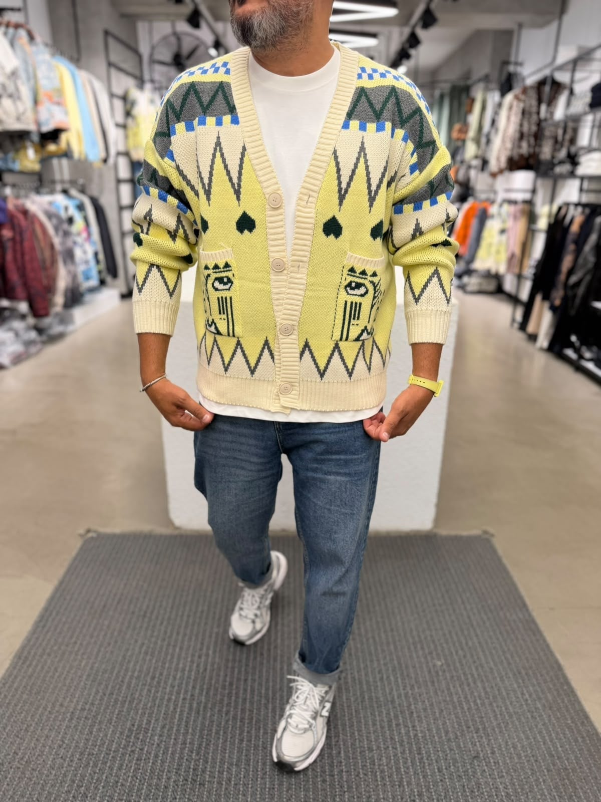Desenli Oversize Triko Hırka