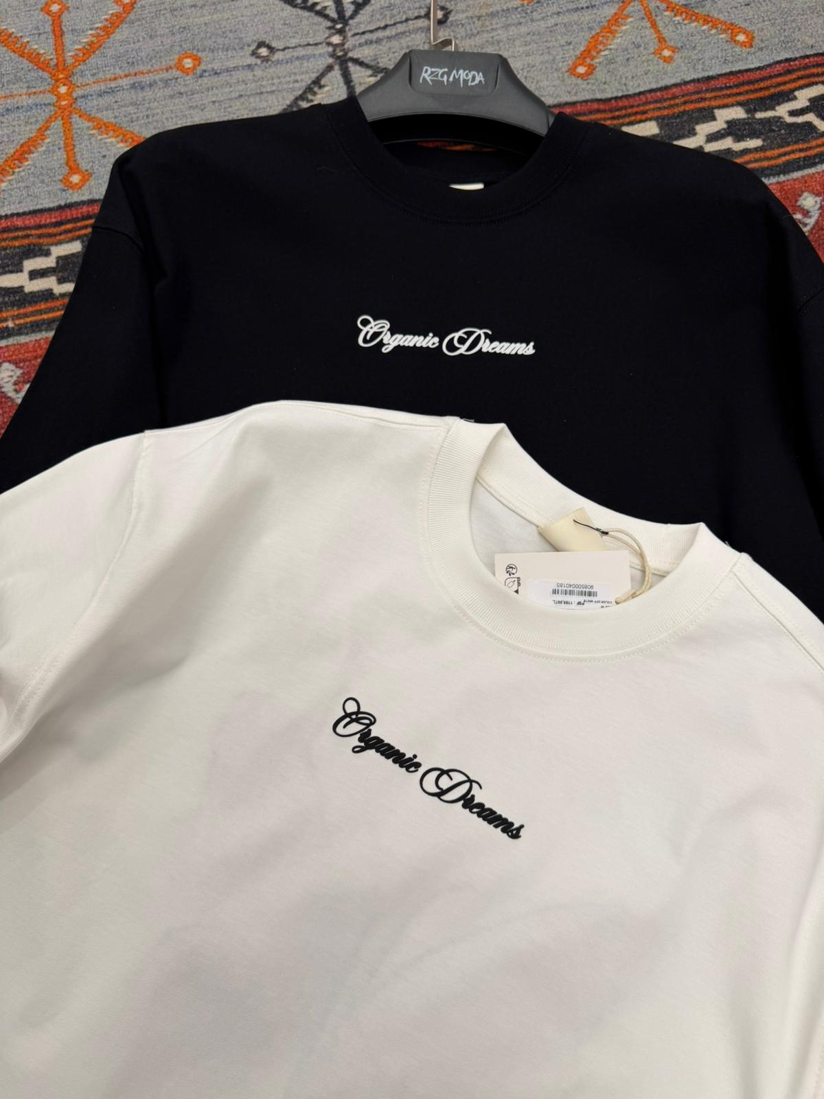 Ful Nakış Kelebek Oversize Tişört Beyaz