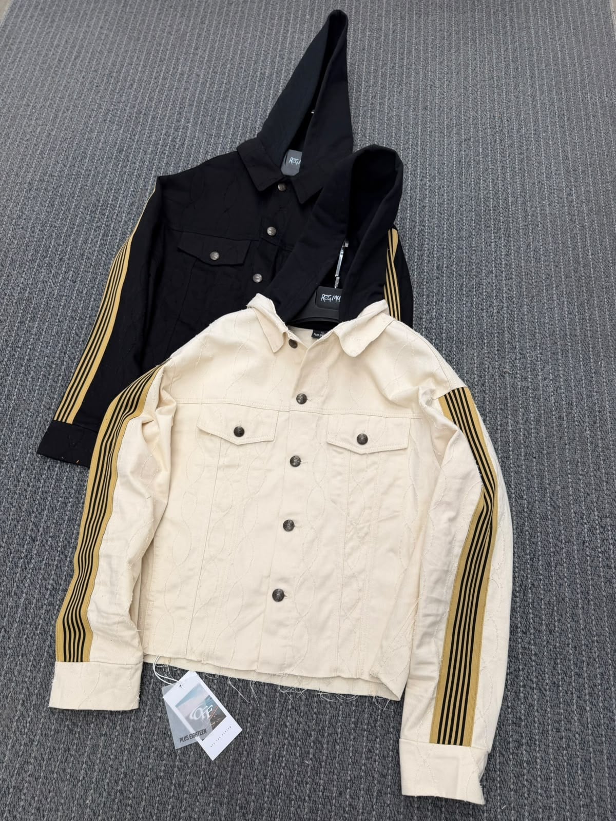 Gabardin Kol Şeritli Desen Ceket Bej