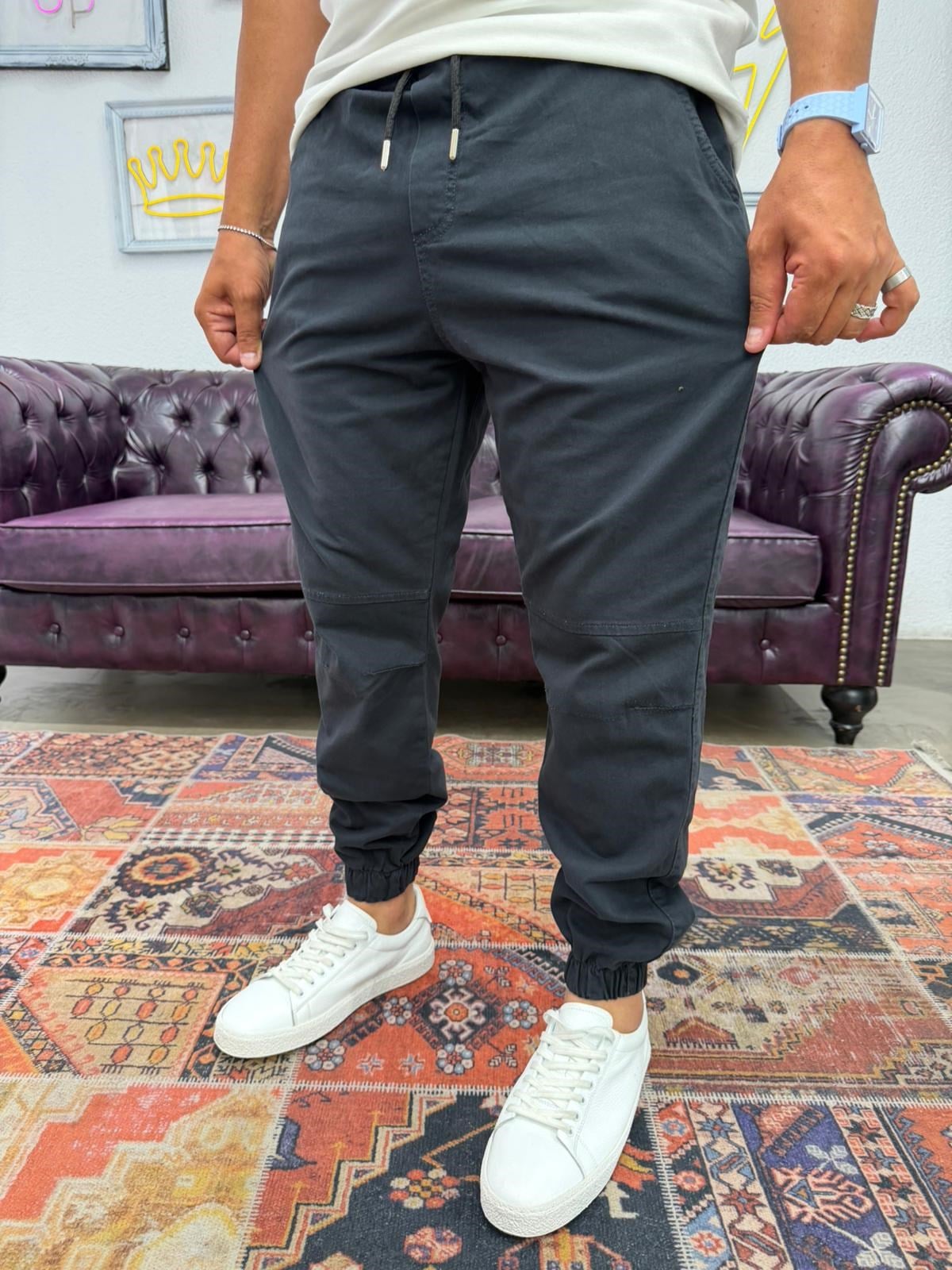 Gabardin Paça Lastikli Jogger Antrasit
