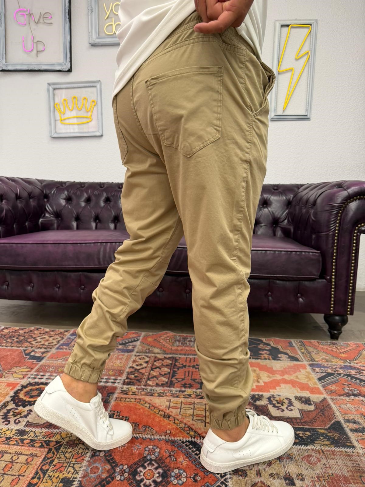 Gabardin Paça Lastikli Jogger Camel