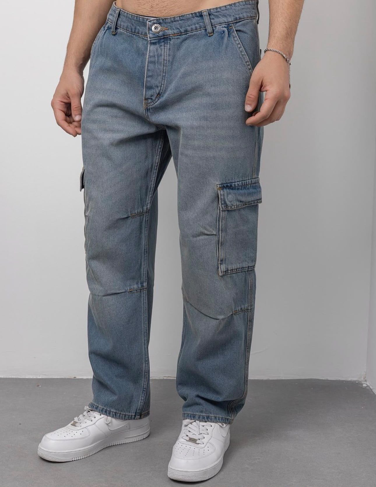 Kargo Cep Baggy Pantolon Mavi