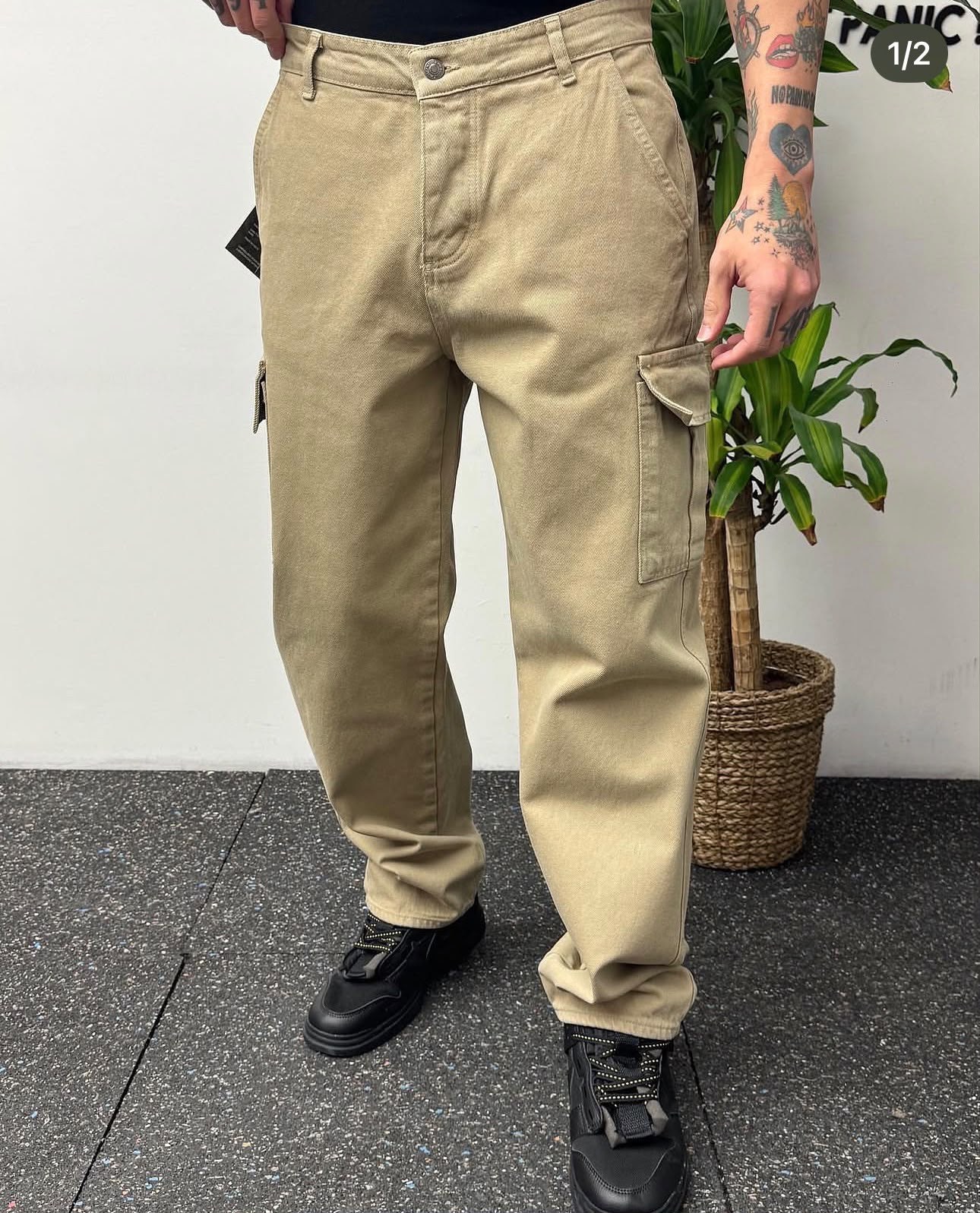 Kargo Cep Pantolon Bej