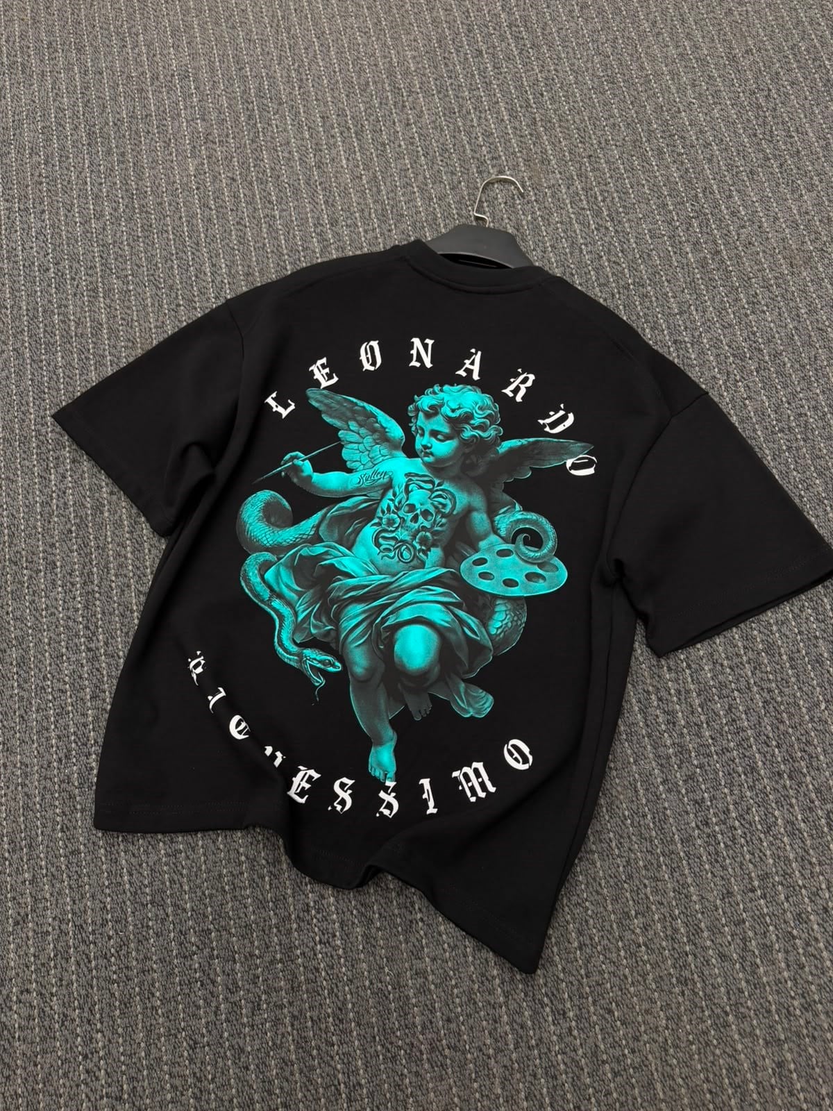 Leanardo Sırt Baskılı Oversize Siyah