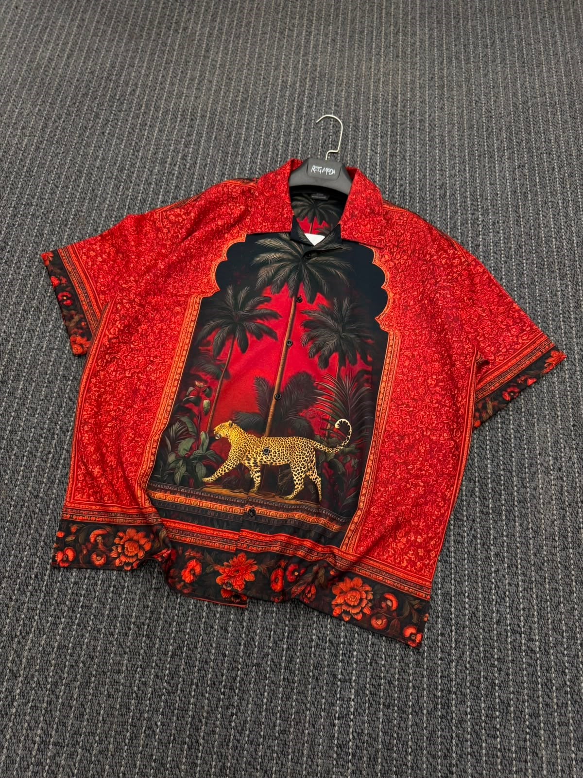 Leopar Desenli Double Kumaş Oversize Gömlek