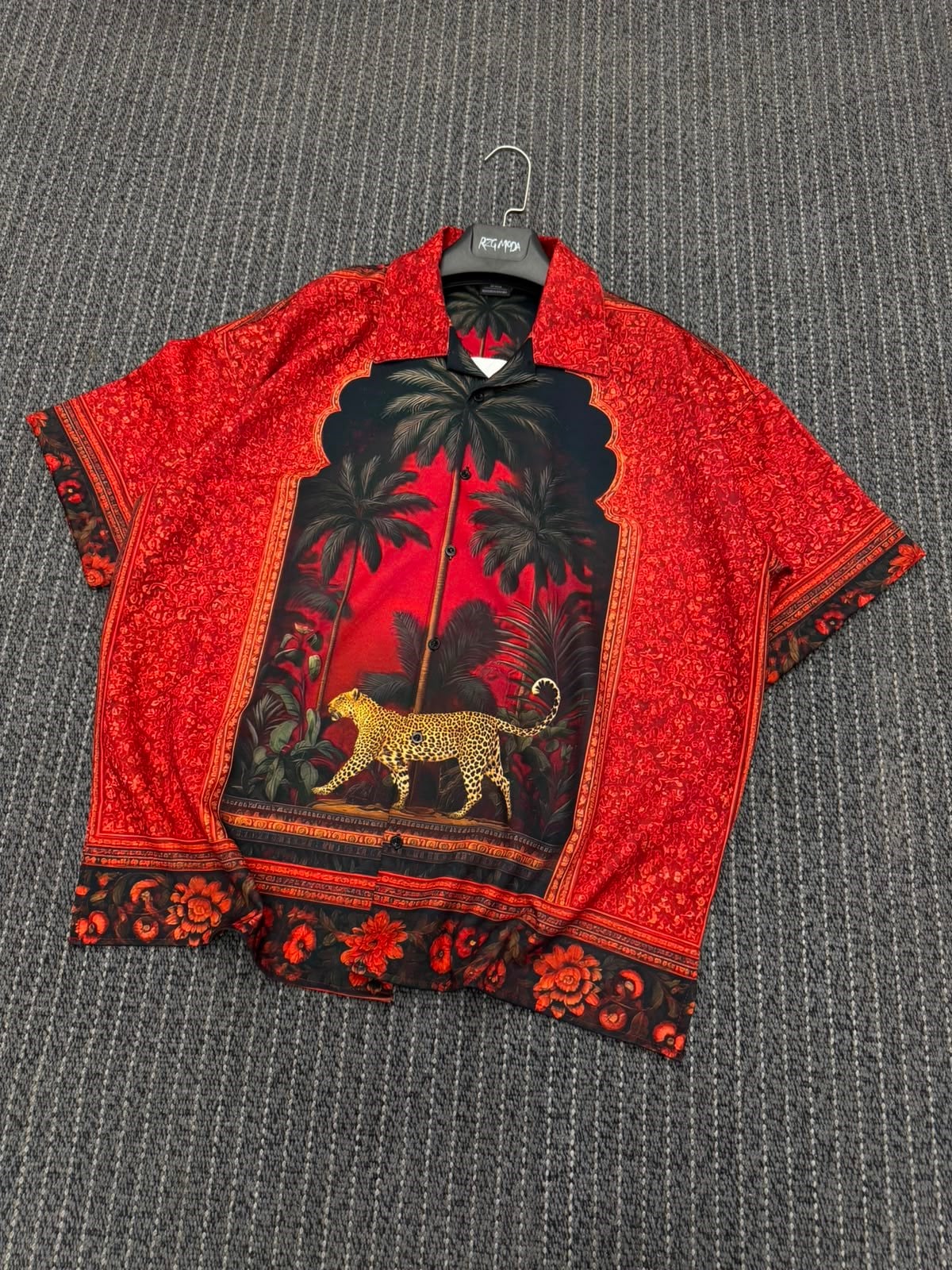Leopar Desenli Double Kumaş Oversize Gömlek
