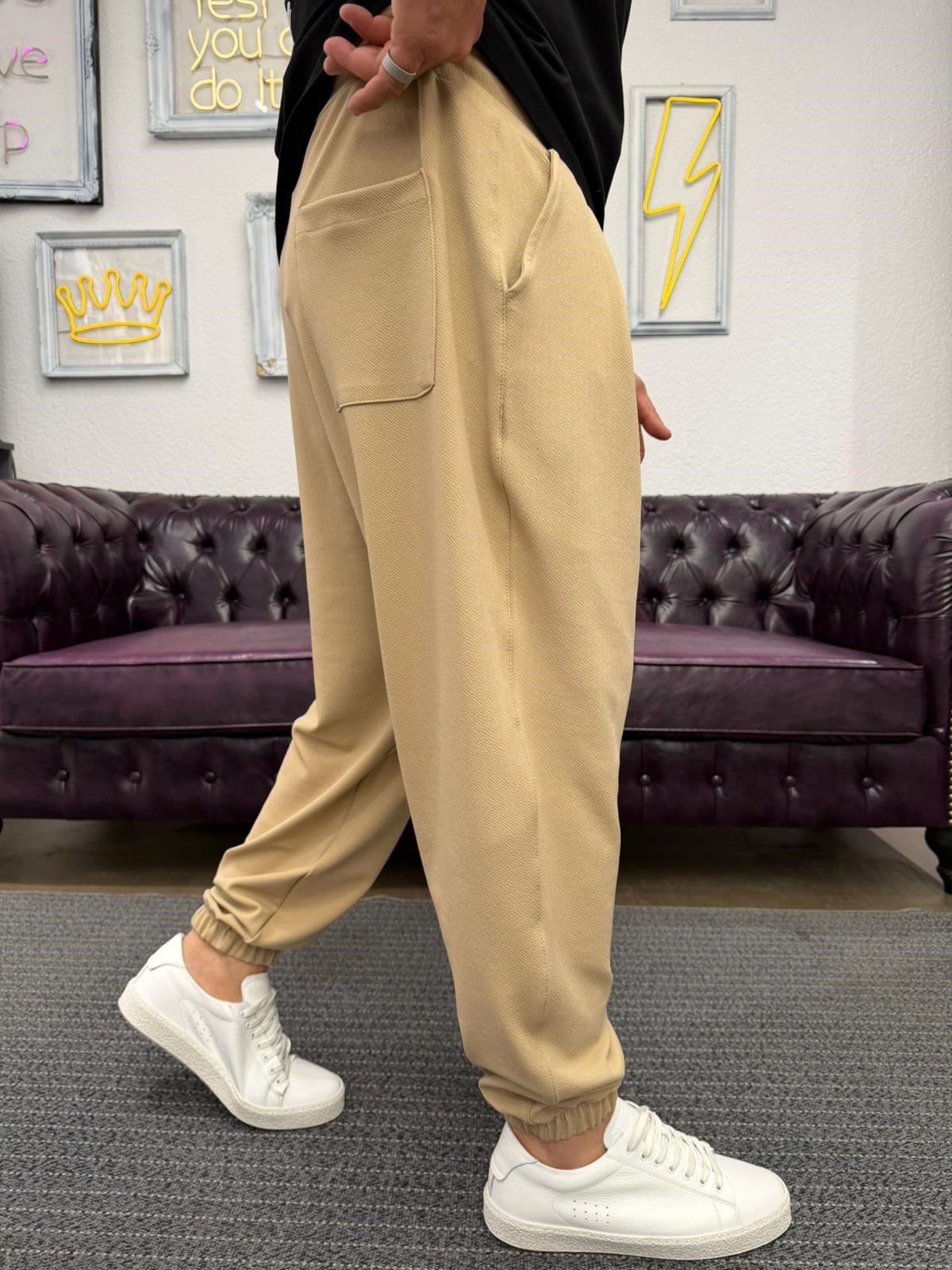 Likralı Krep Kumaş Şalvar Camel