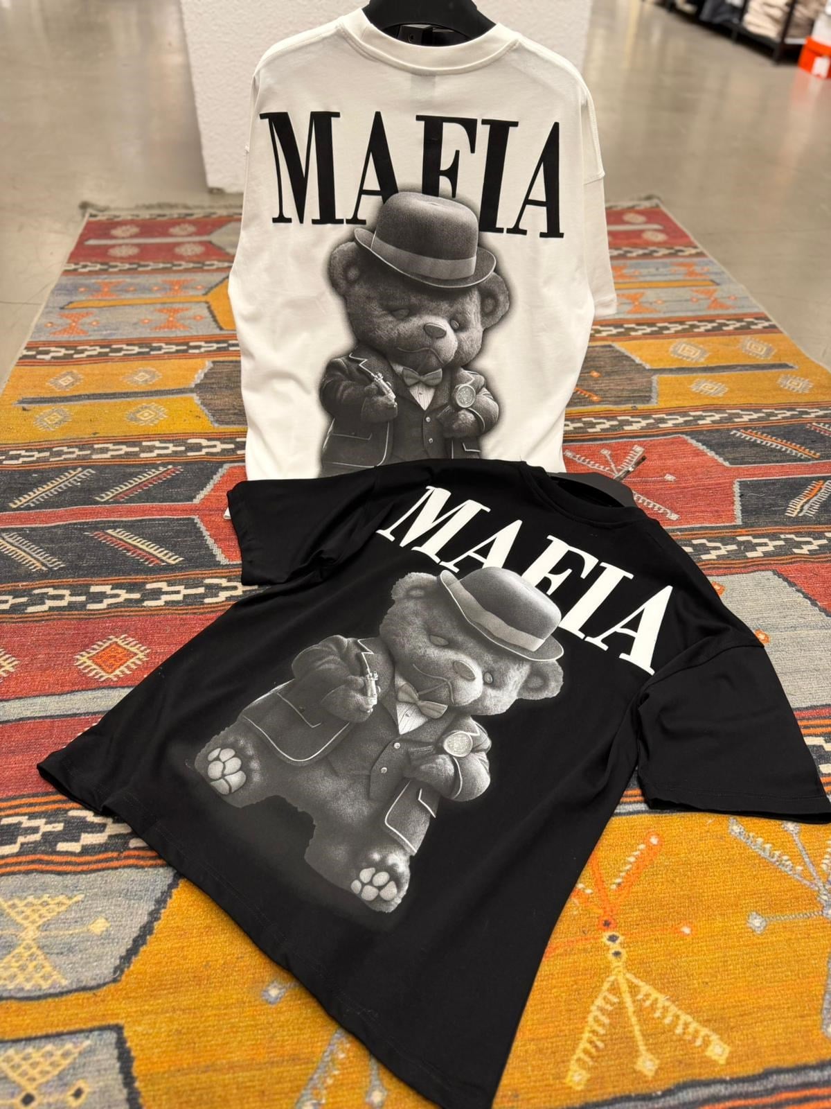 Mafia Baskılı Oversize Tişört Siyah