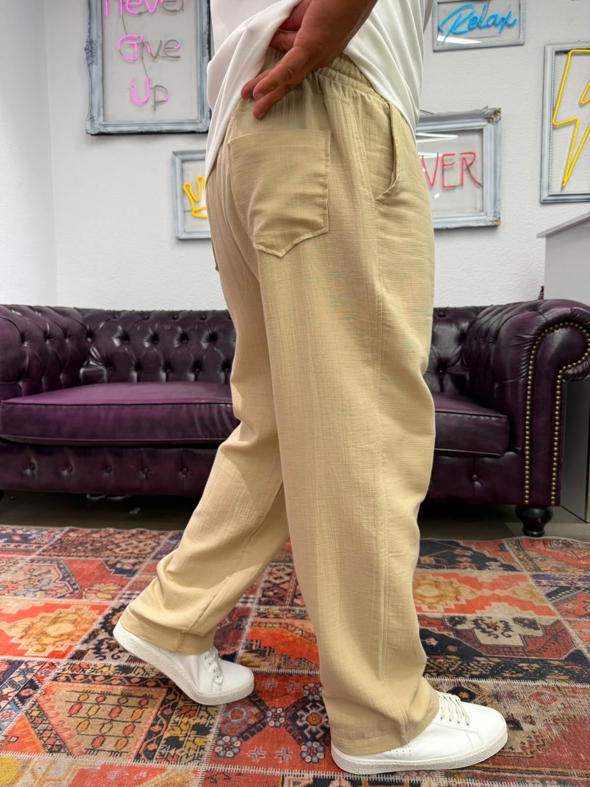 Müslin Kumaş Baggy Pantolon Bej