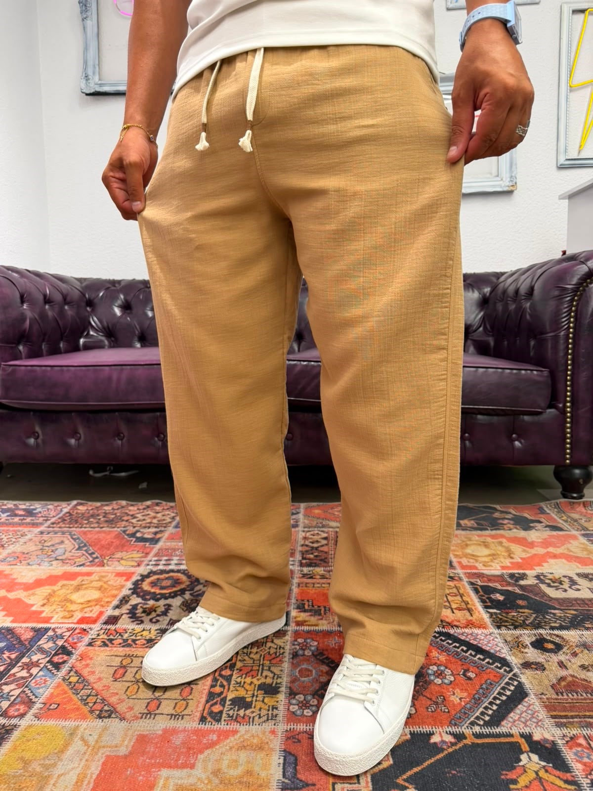 Müslin Kumaş Baggy Pantolon Camel