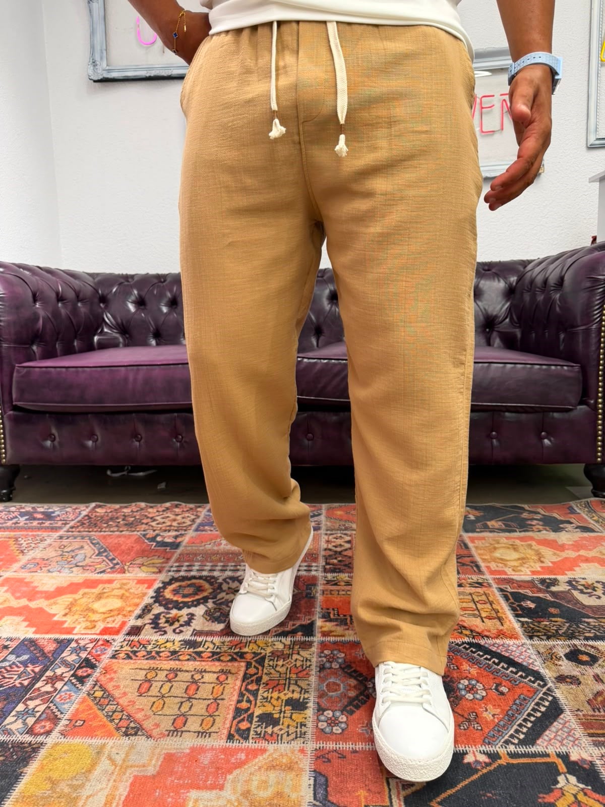 Müslin Kumaş Baggy Pantolon Camel