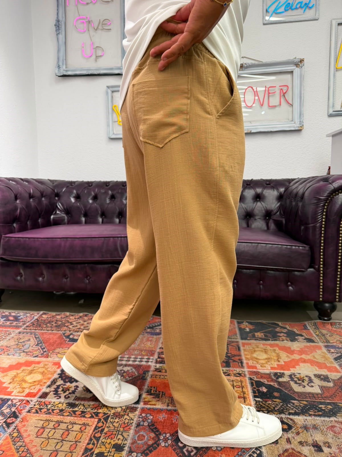 Müslin Kumaş Baggy Pantolon Camel