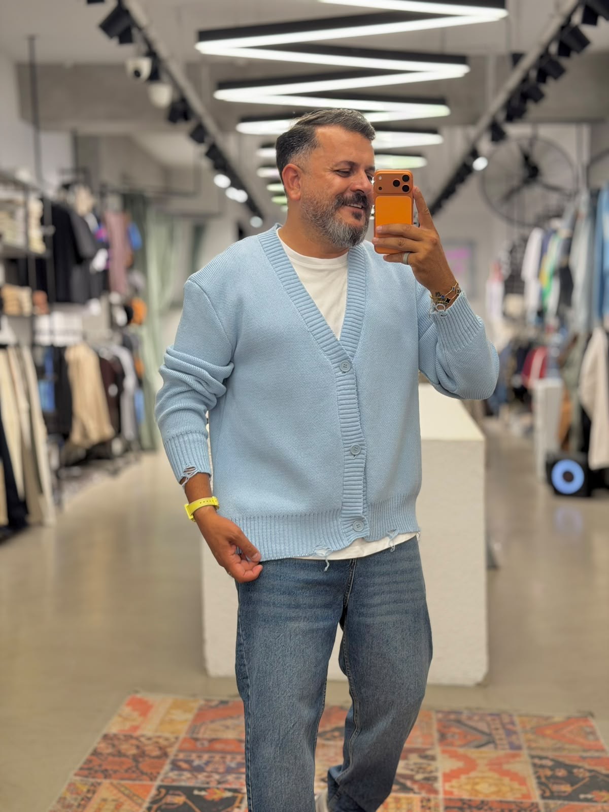 Örme Hırka Oversize Bebe Mavi