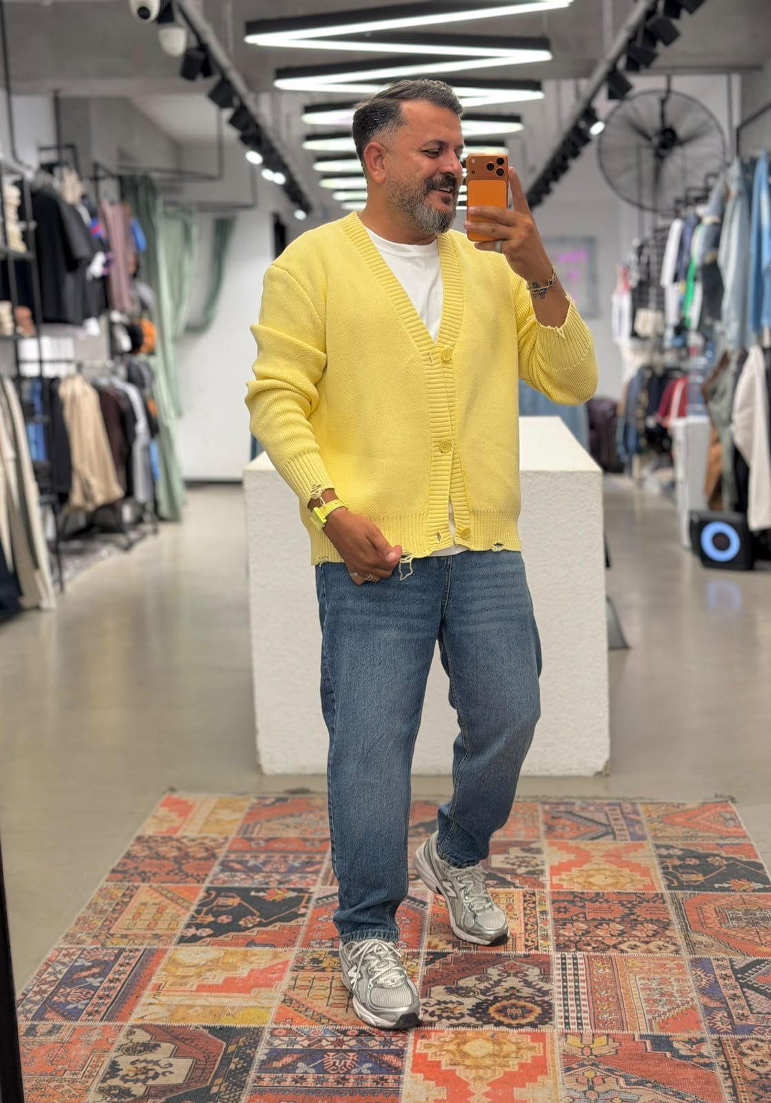 Örme Hırka Oversize Sarı