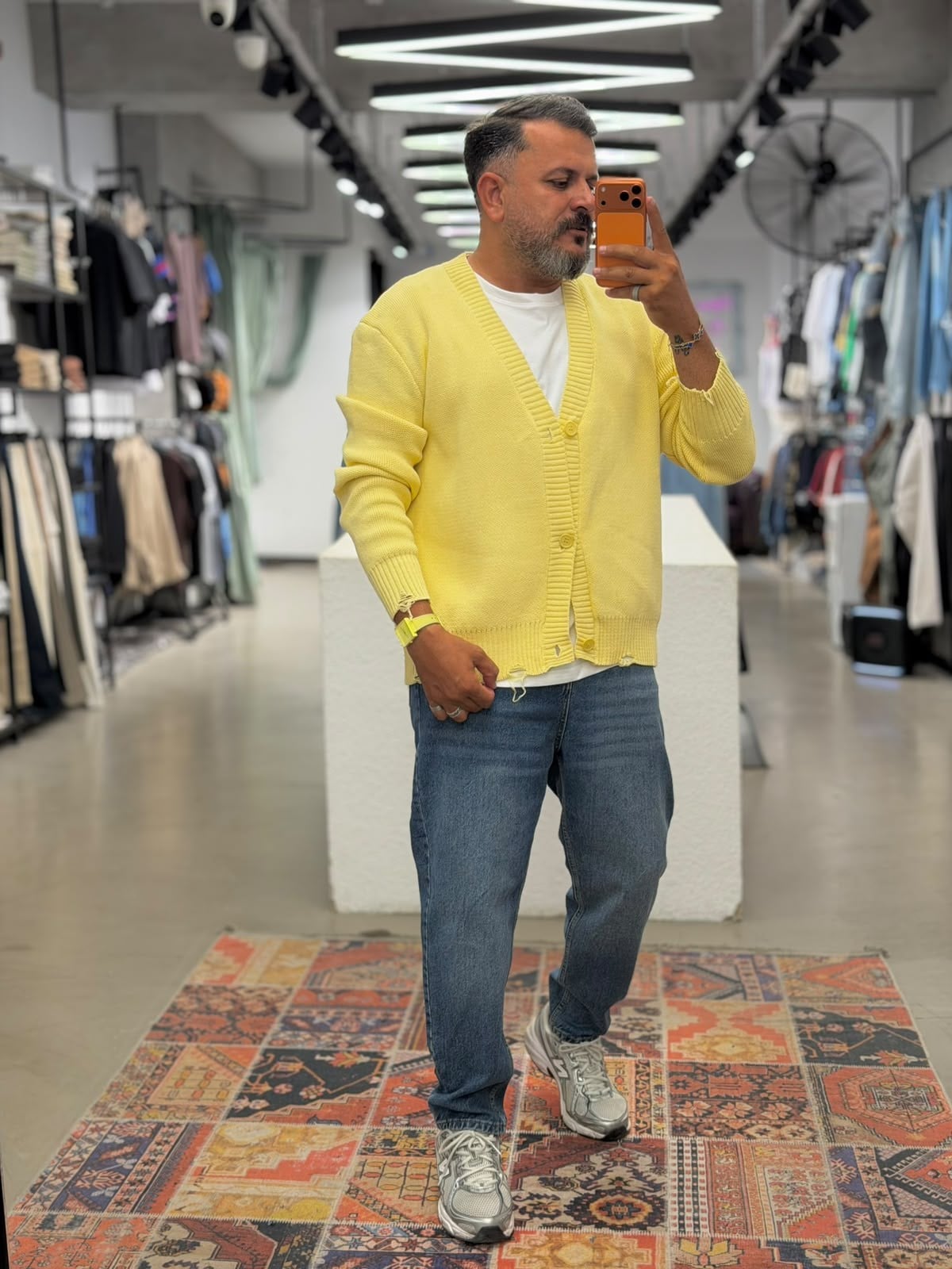 Örme Hırka Oversize Sarı