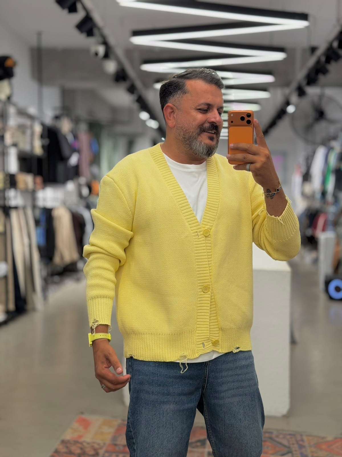 Örme Hırka Oversize Sarı