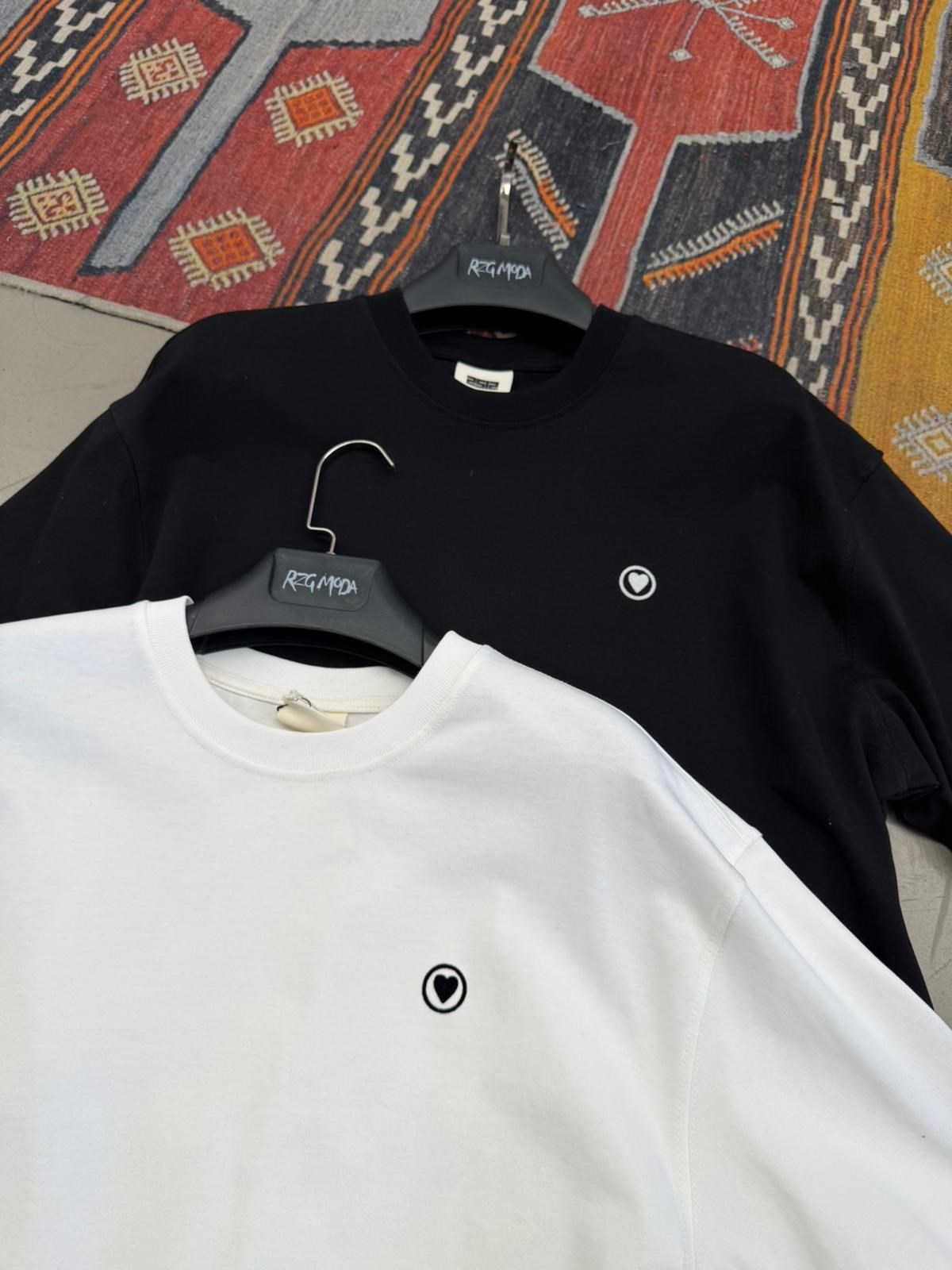 Oversize Flok Baskılı Angels Siyah