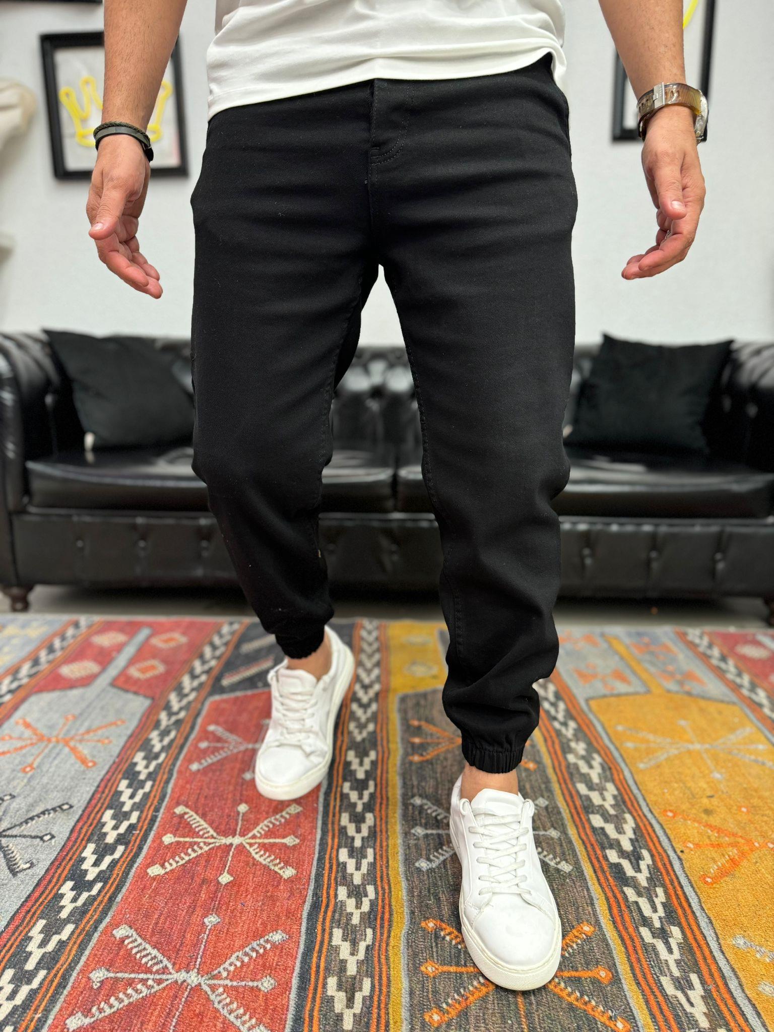 Paça Lastik Jogger Pantolon Siyah