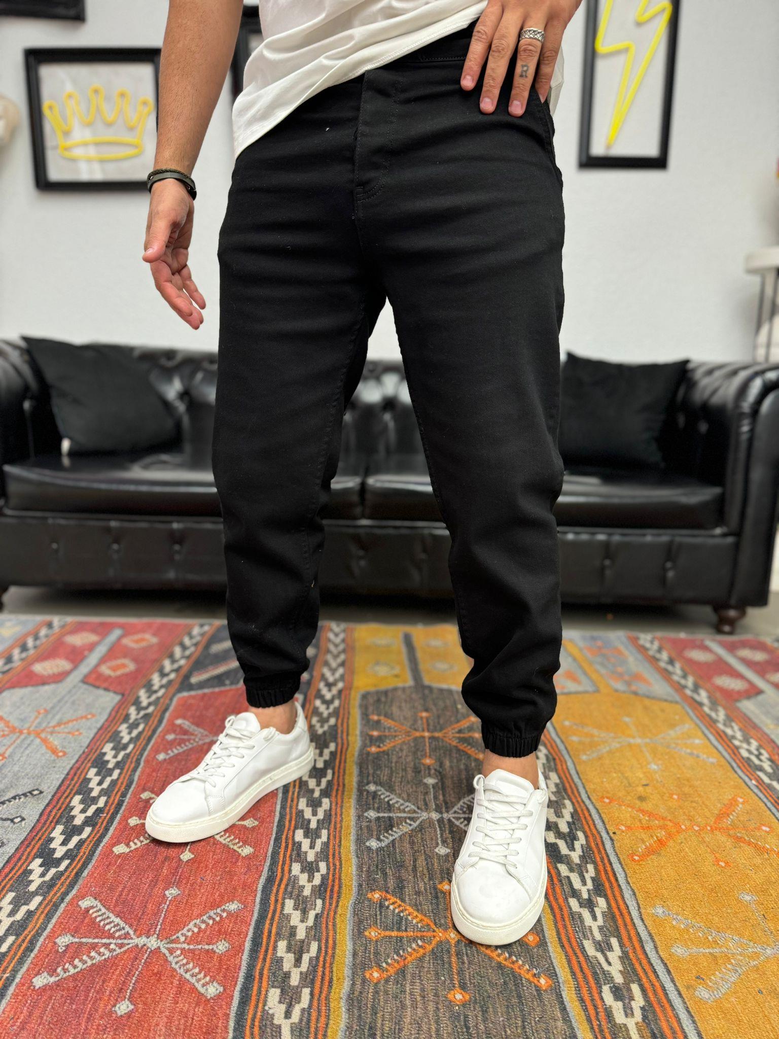 Paça Lastik Jogger Pantolon Siyah