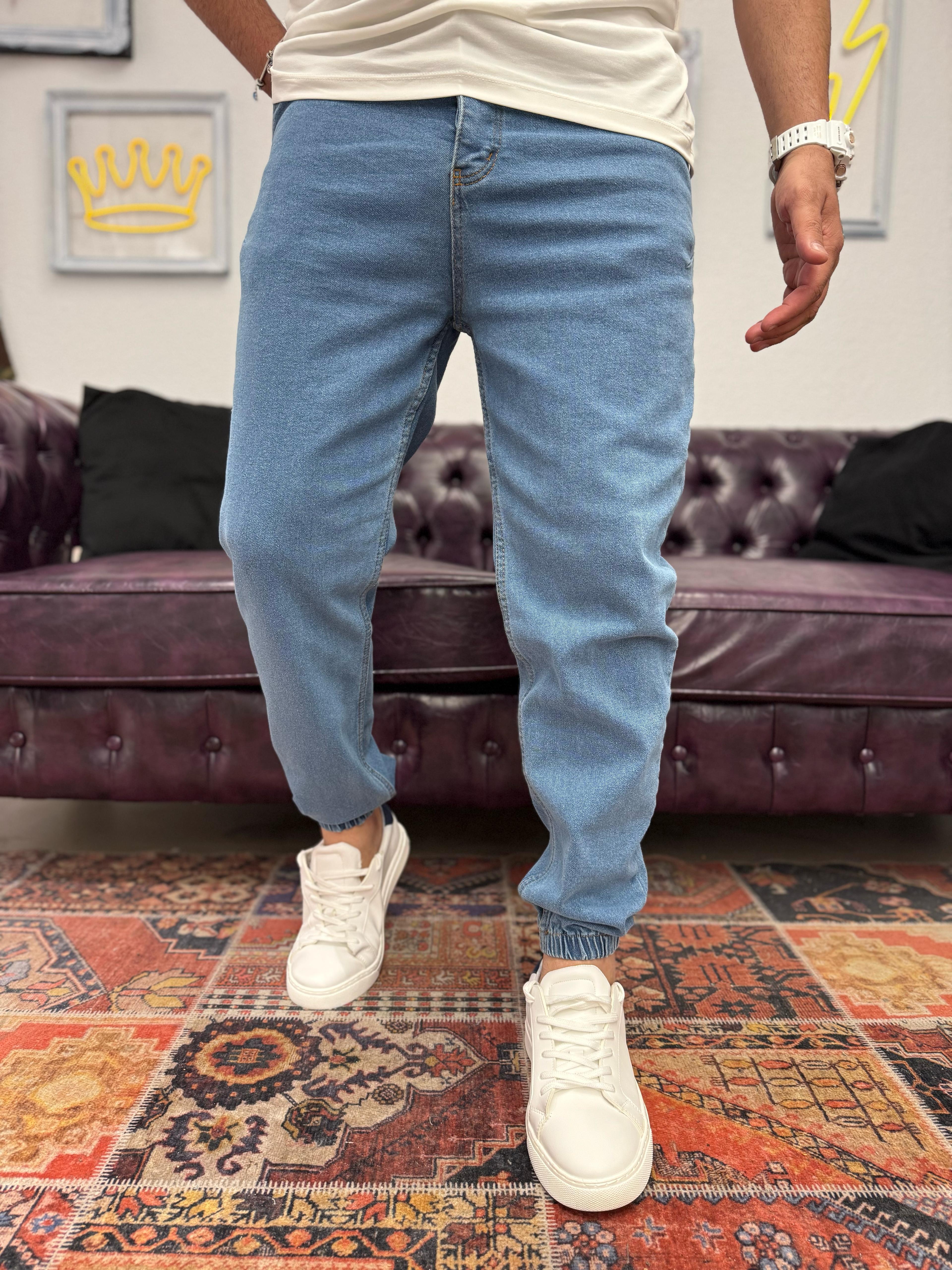 Paça Lastikli Jogger Kot Pantolon Koyu Mavi