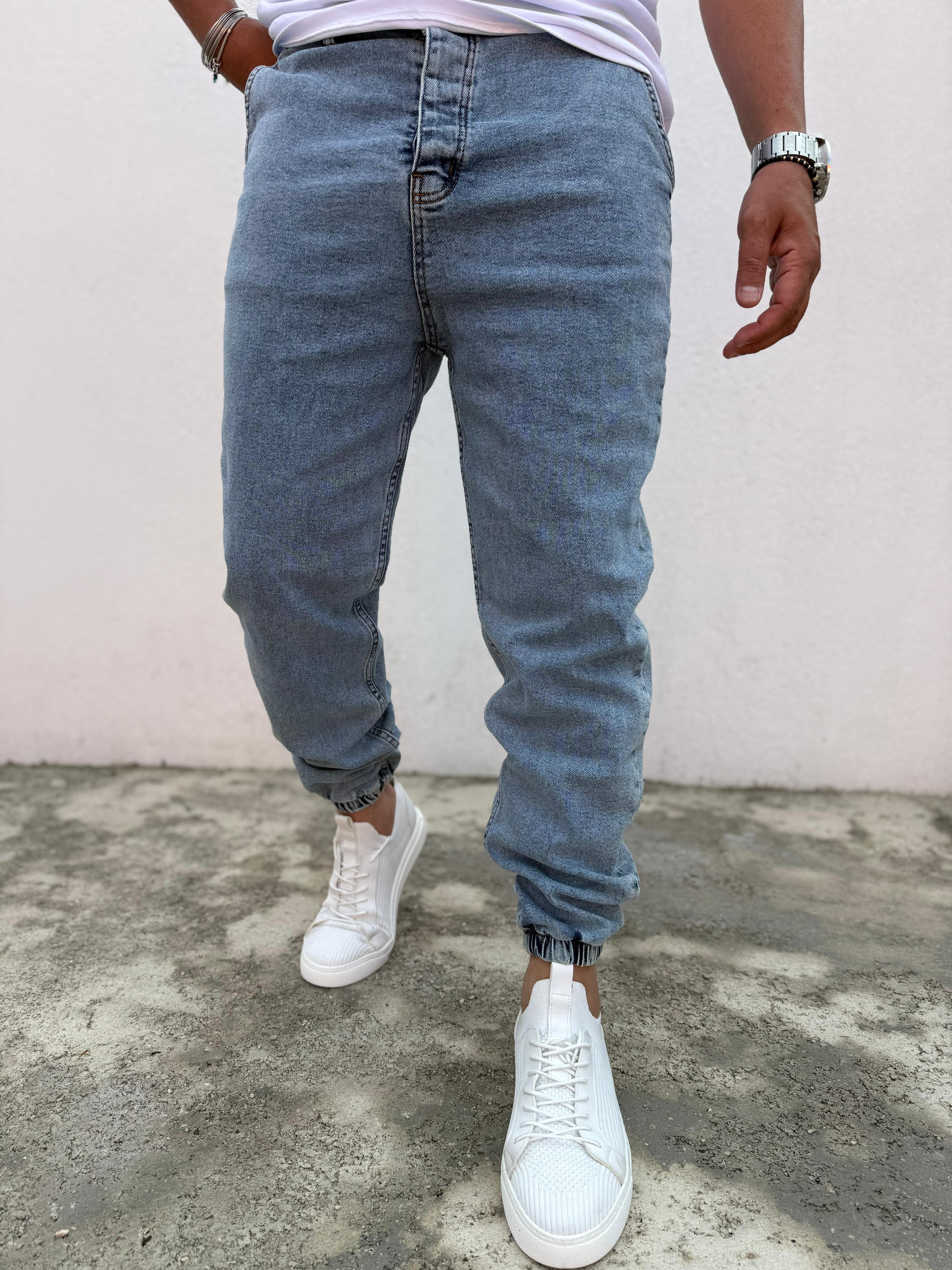 Paça Lastikli Jogger Pantolon Buz Mavi