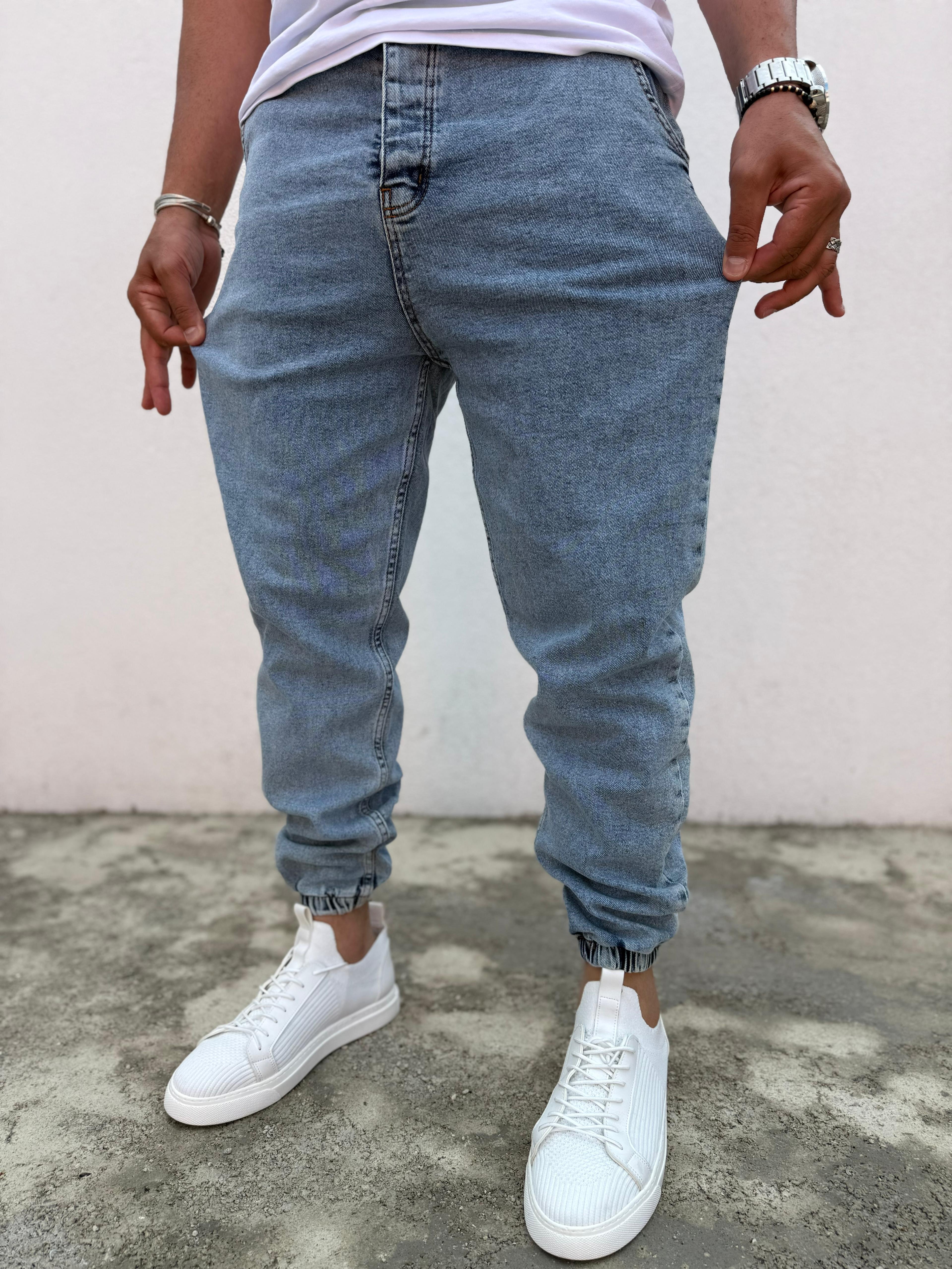 Paça Lastikli Jogger Pantolon Buz Mavi