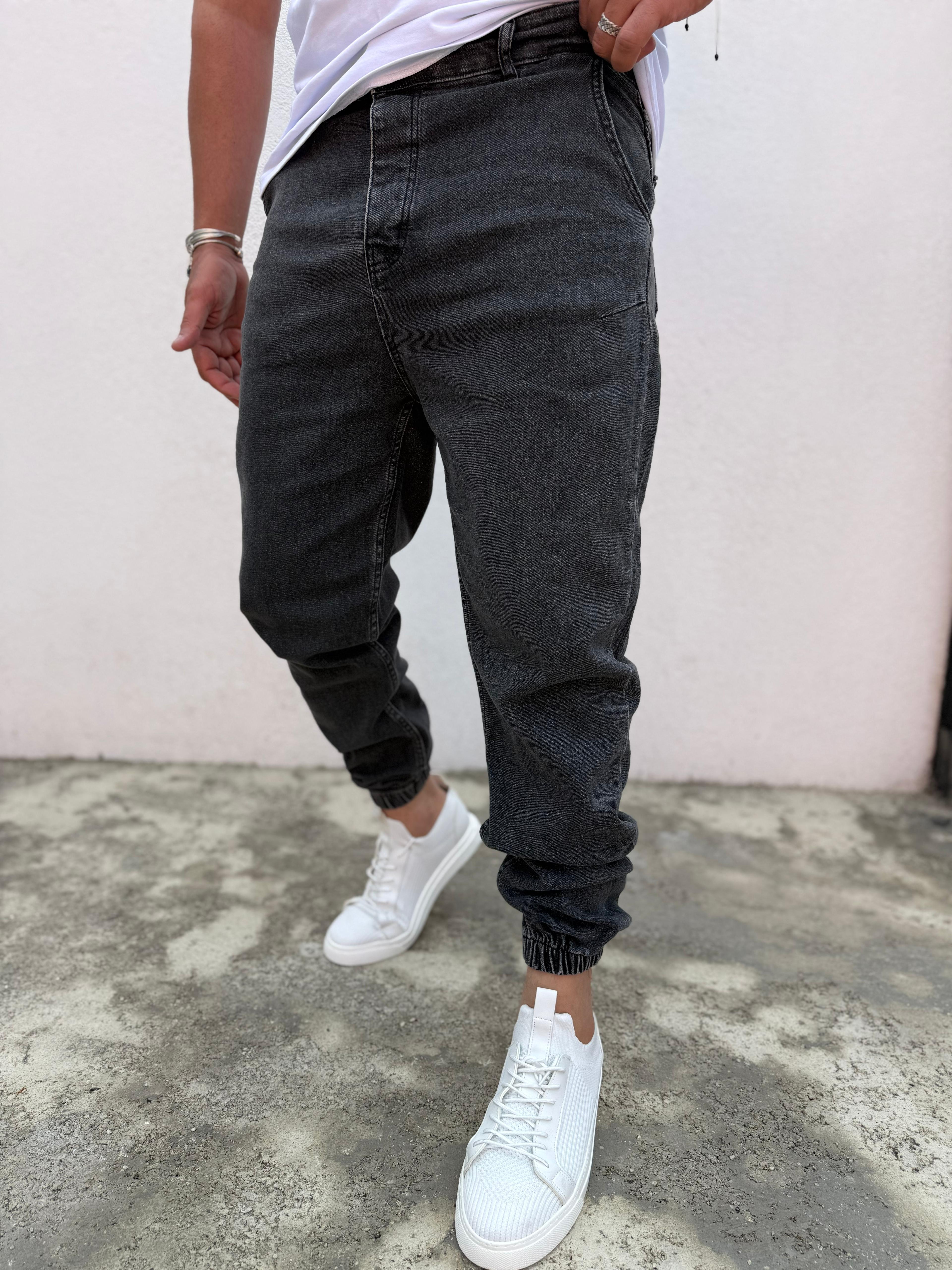 Paça Lastikli Jogger Pantolon Koyu Gri