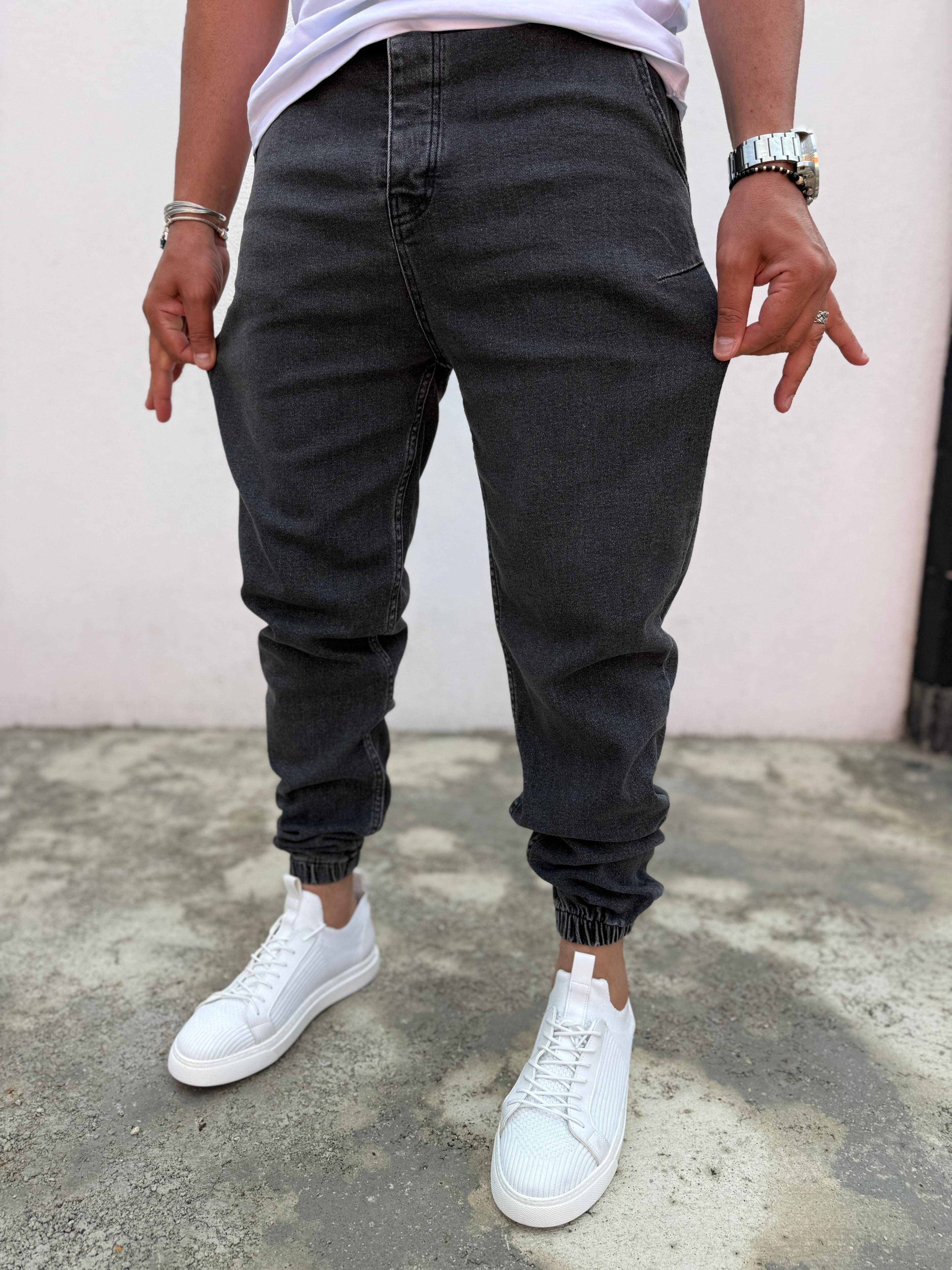 Paça Lastikli Jogger Pantolon Koyu Gri