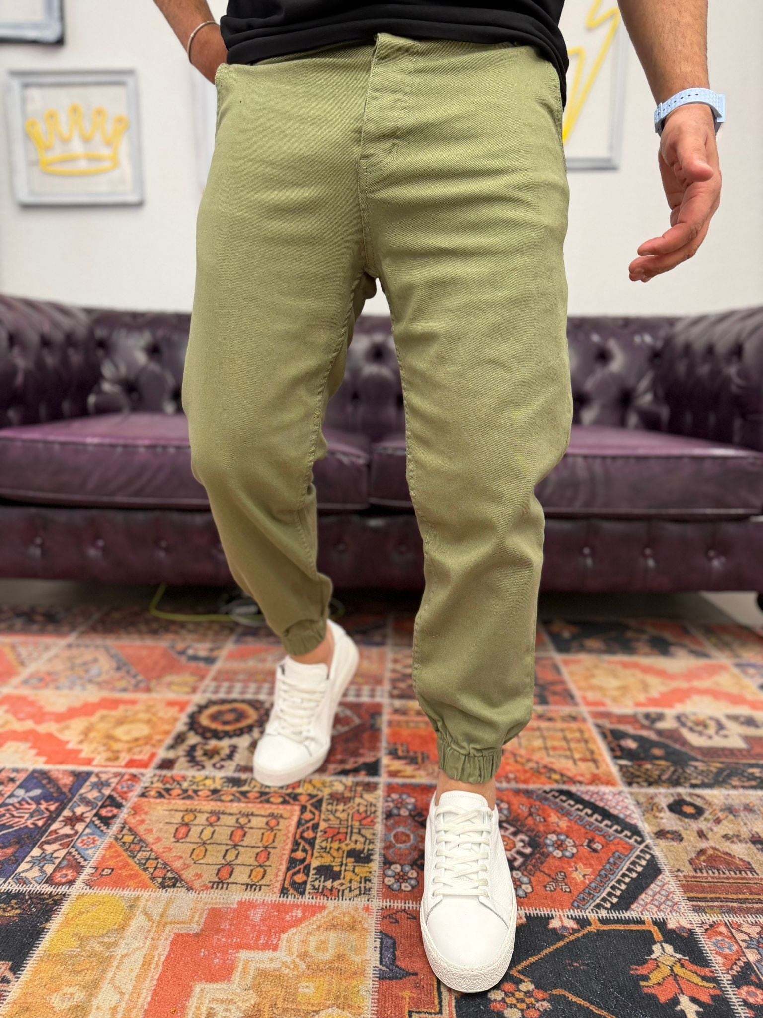Paça Lastikli Pantolon Haki